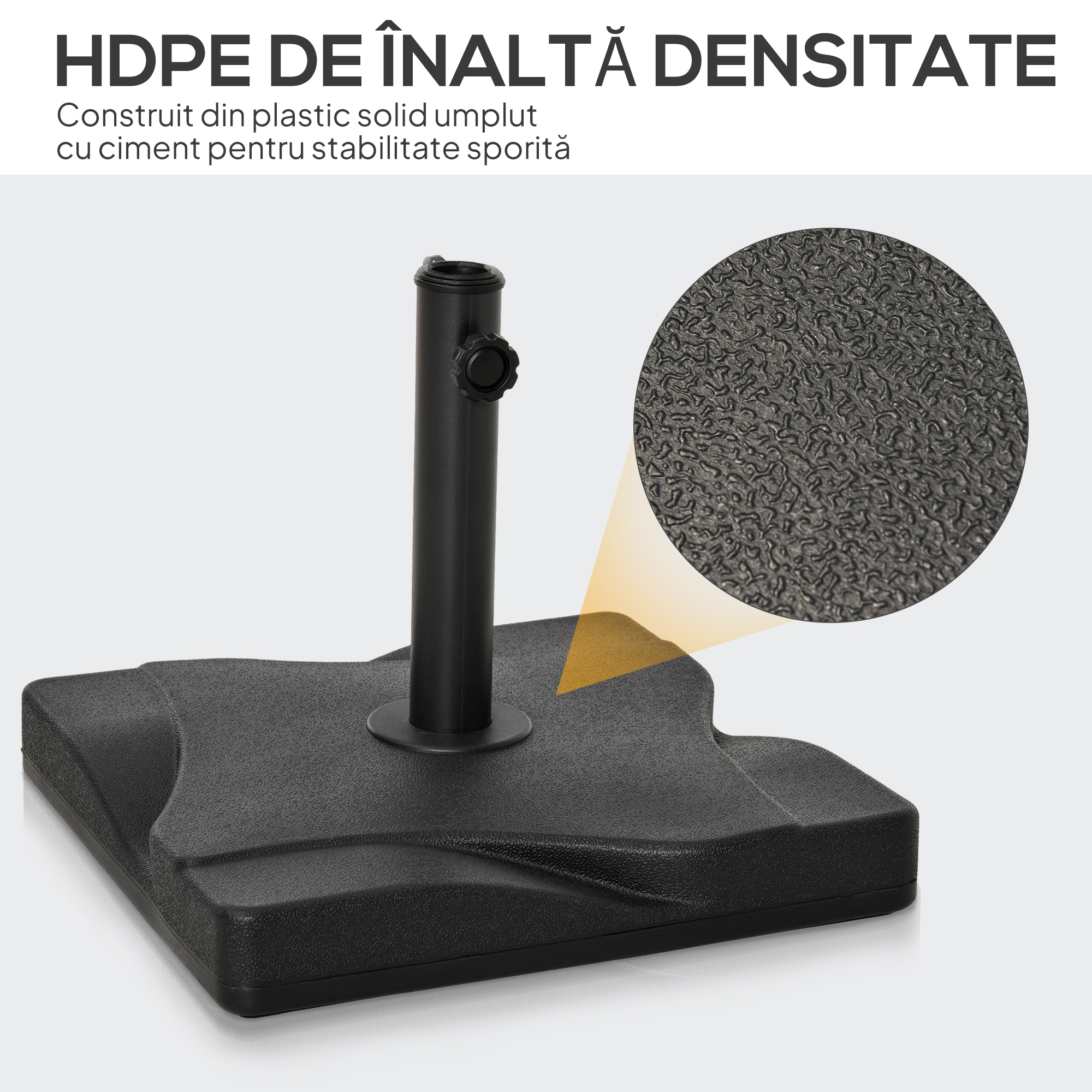  Baza pentru Umbrela din Plastic de 20 kg pentru Stalpi de 35-38-48 mm, 41,5x41,5x35cm [3]