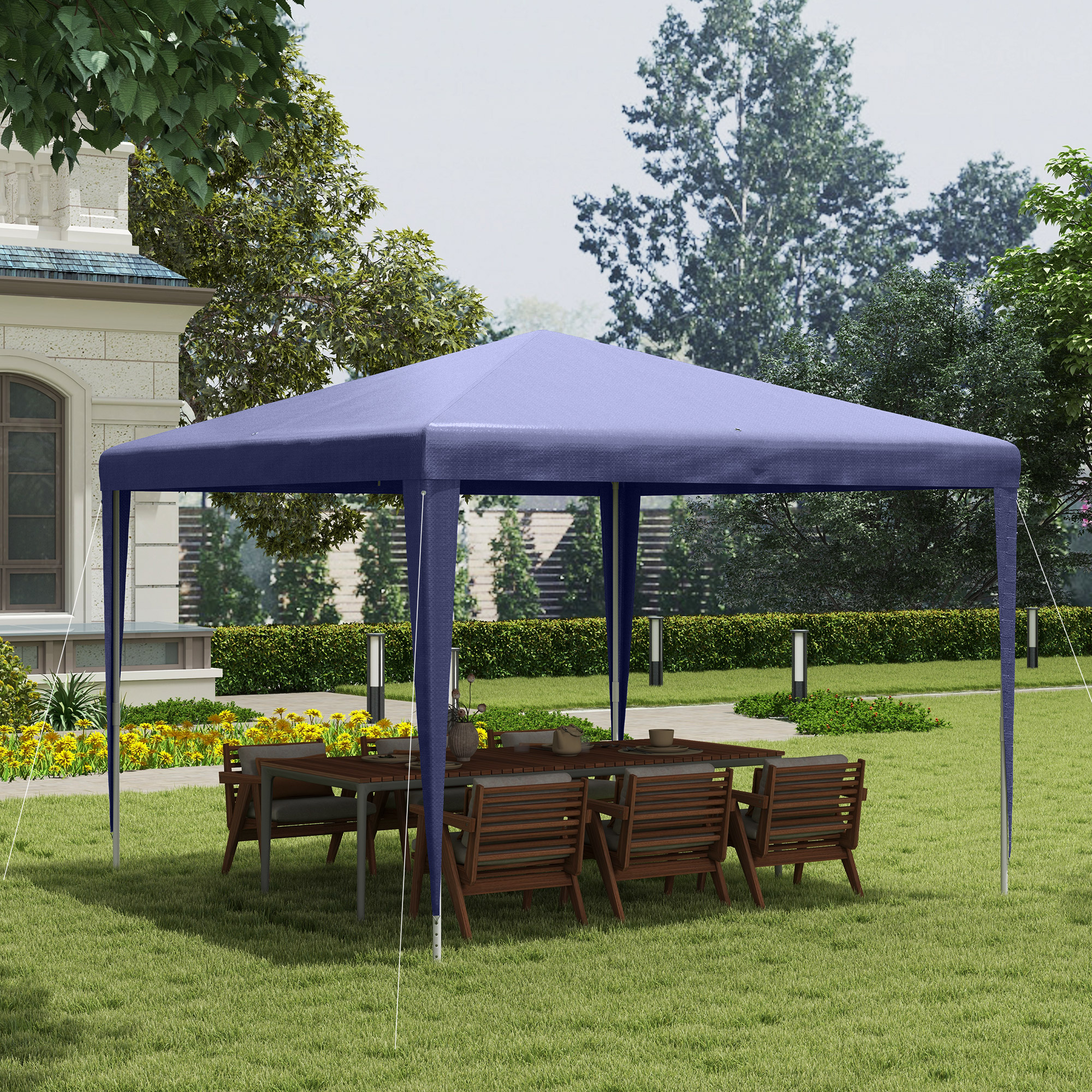  Pavilion de Gradina 3x3 m Pliabil si Portabil cu Acoperire Anti-UV, Albastru [1]