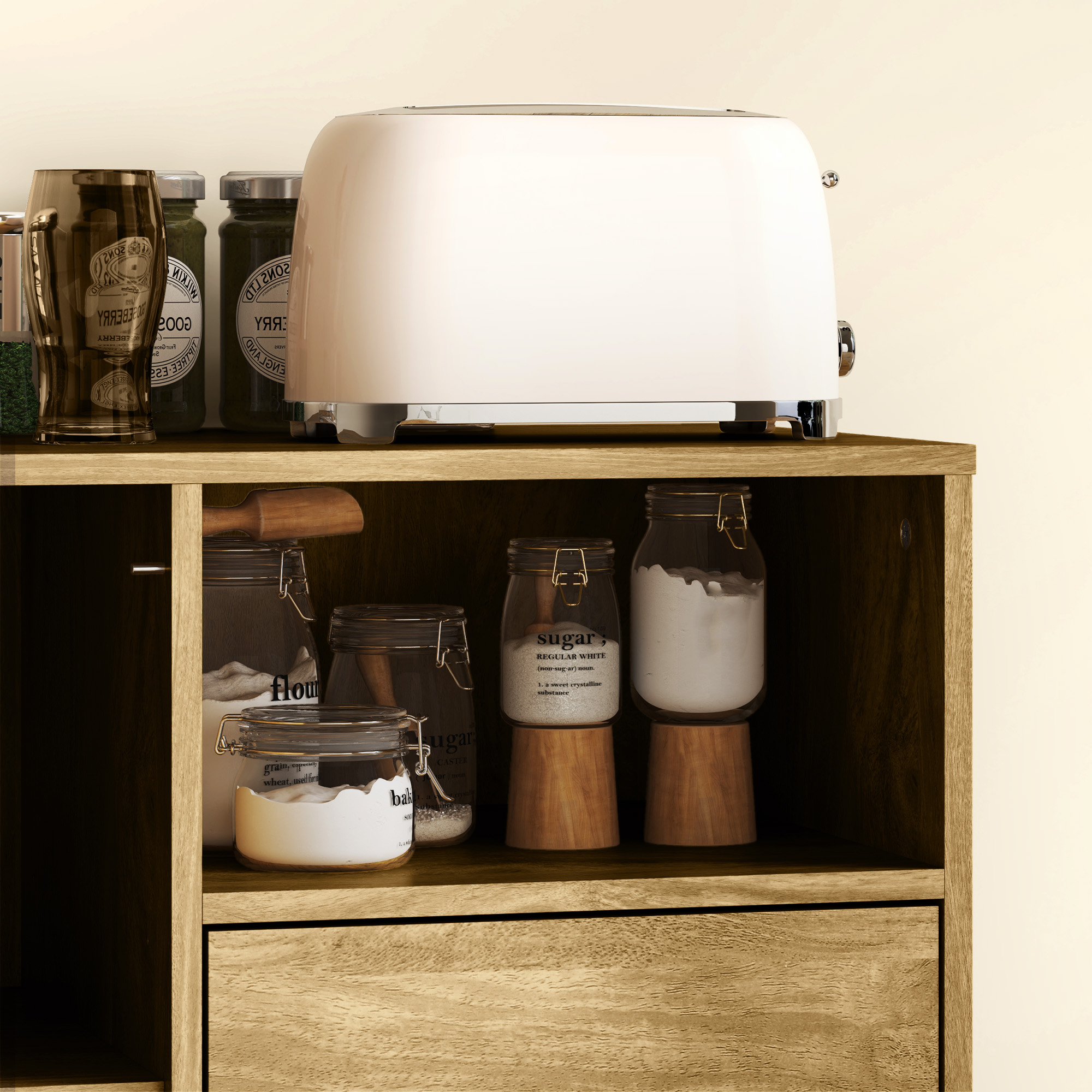  Bufet cu 2 Sertare si Raft Metalic 80×40×78 cm [8]