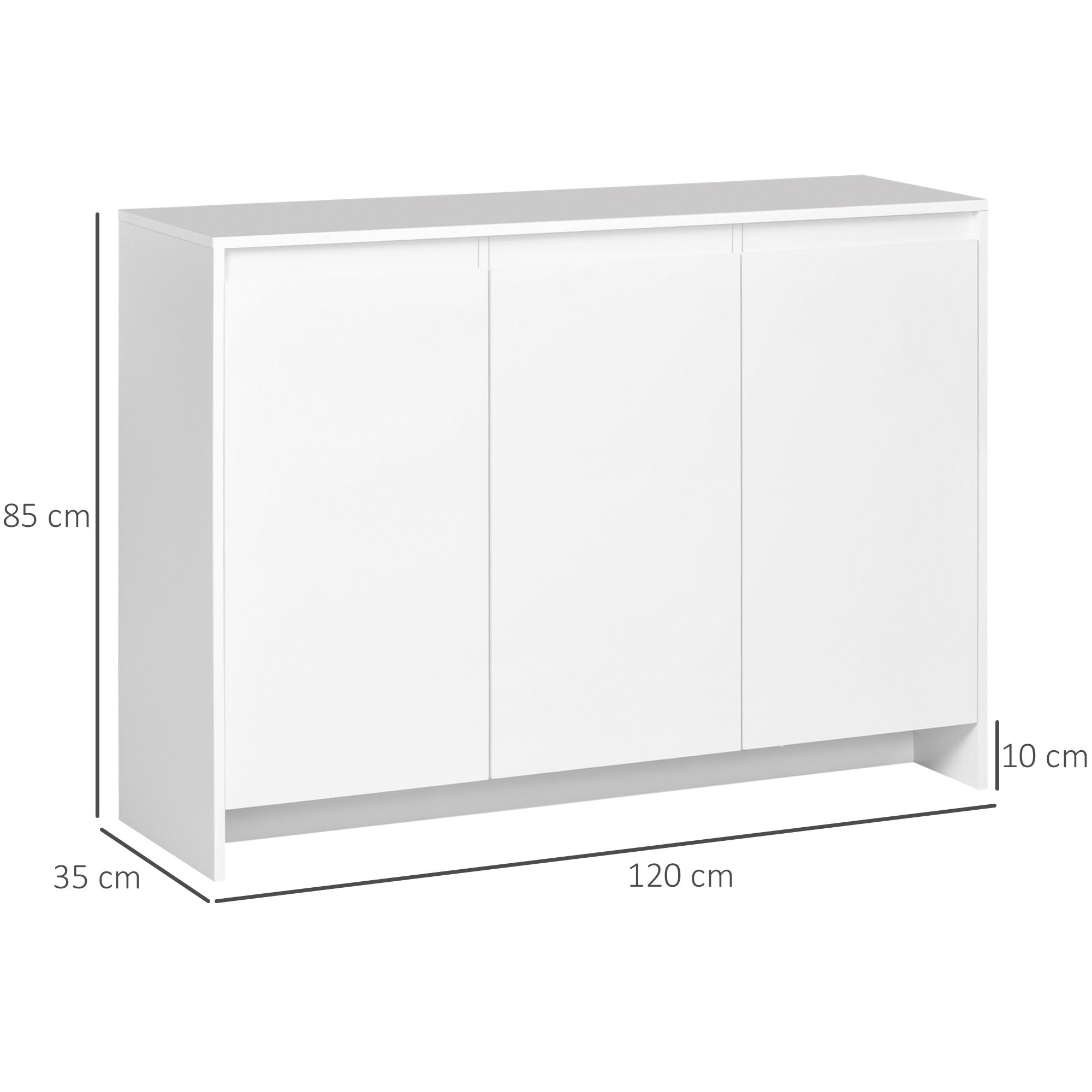 Bufet Modern cu 12 Rafturi Interioare  din PAL pentru Bucatarie, Sufragerie si Hol, 120x35x85 cm, Alb [2]