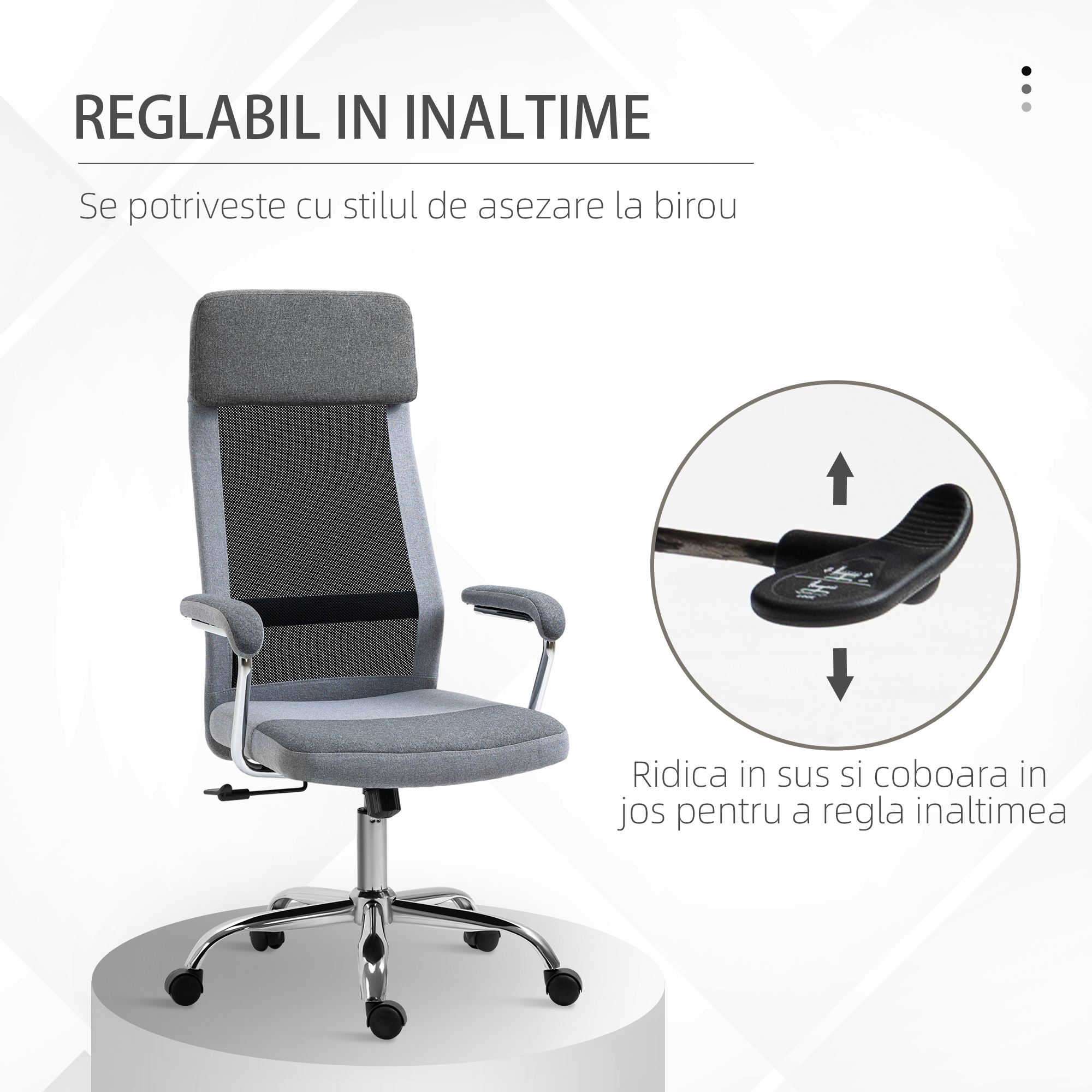  scaun birou ergonomic, inaltime reglabila, 65x60x119-129cm [4]