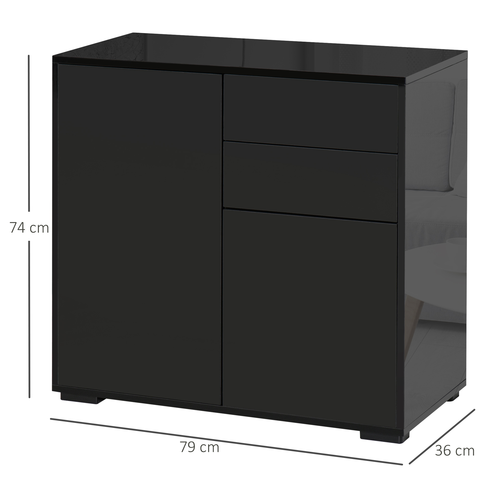  Mobilier Multiuz 79×36×74 cm - Alb cu Sertare si Dulapuri Push [2]