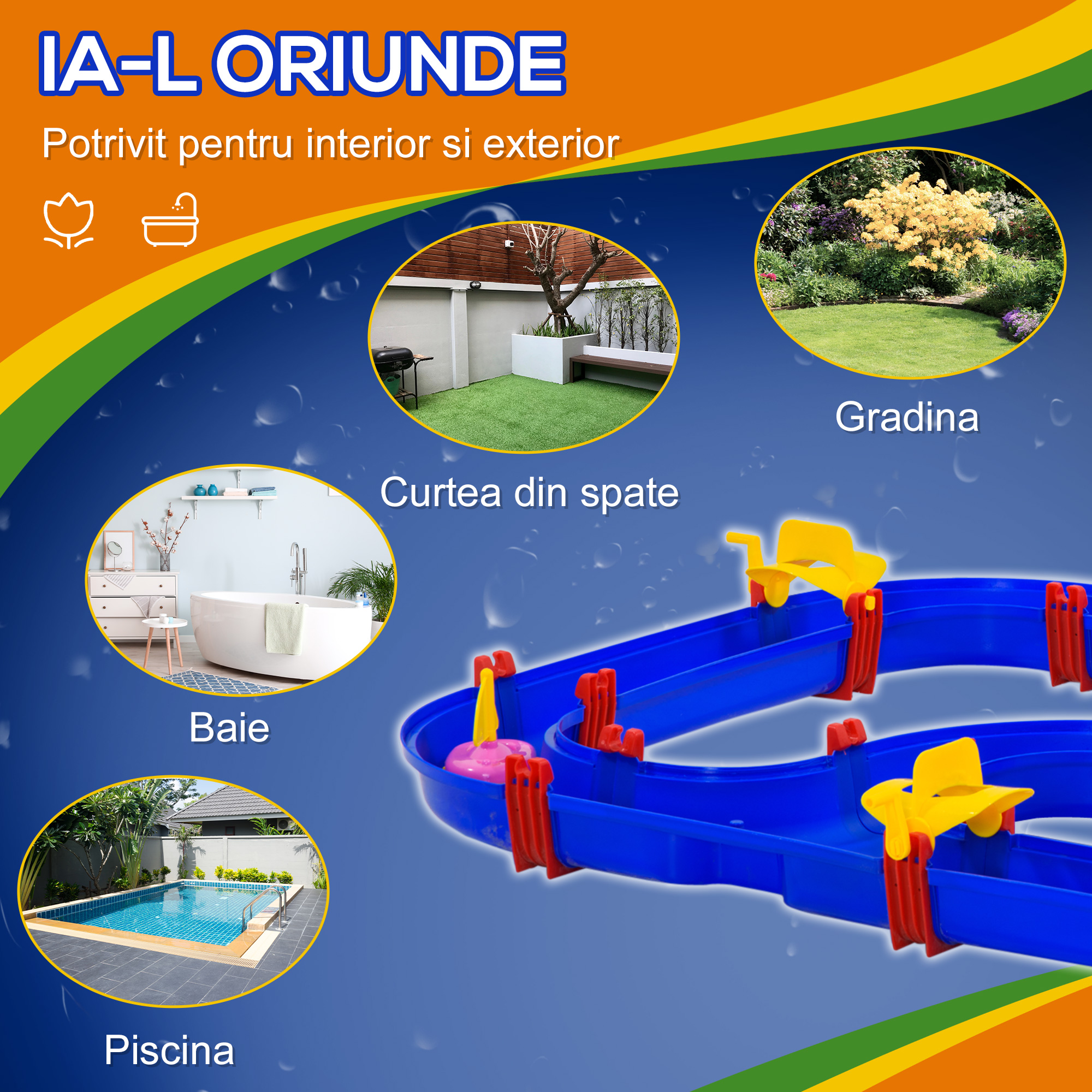  Playset pentru apa 53 Piese pentru Copii 3-6 Ani, din PP, 123x90x7cm, Albastru si Rosu [5]