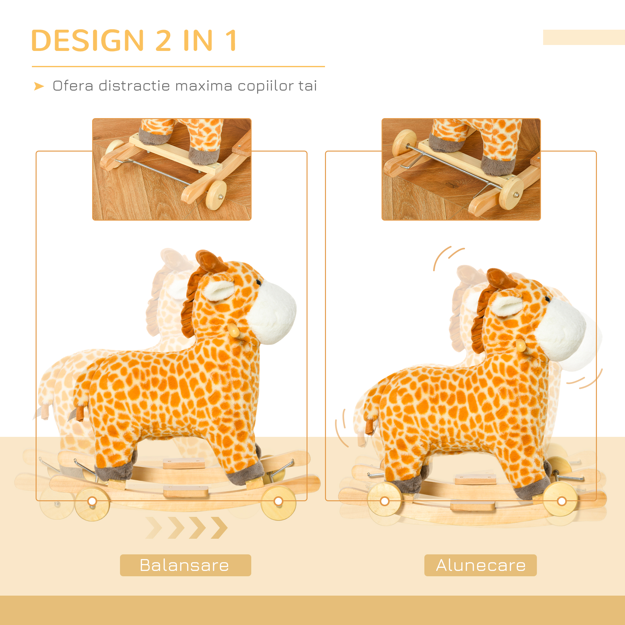  Cal Balansoar Copii - Girafa cu Roti & Sunete Interactive [7]