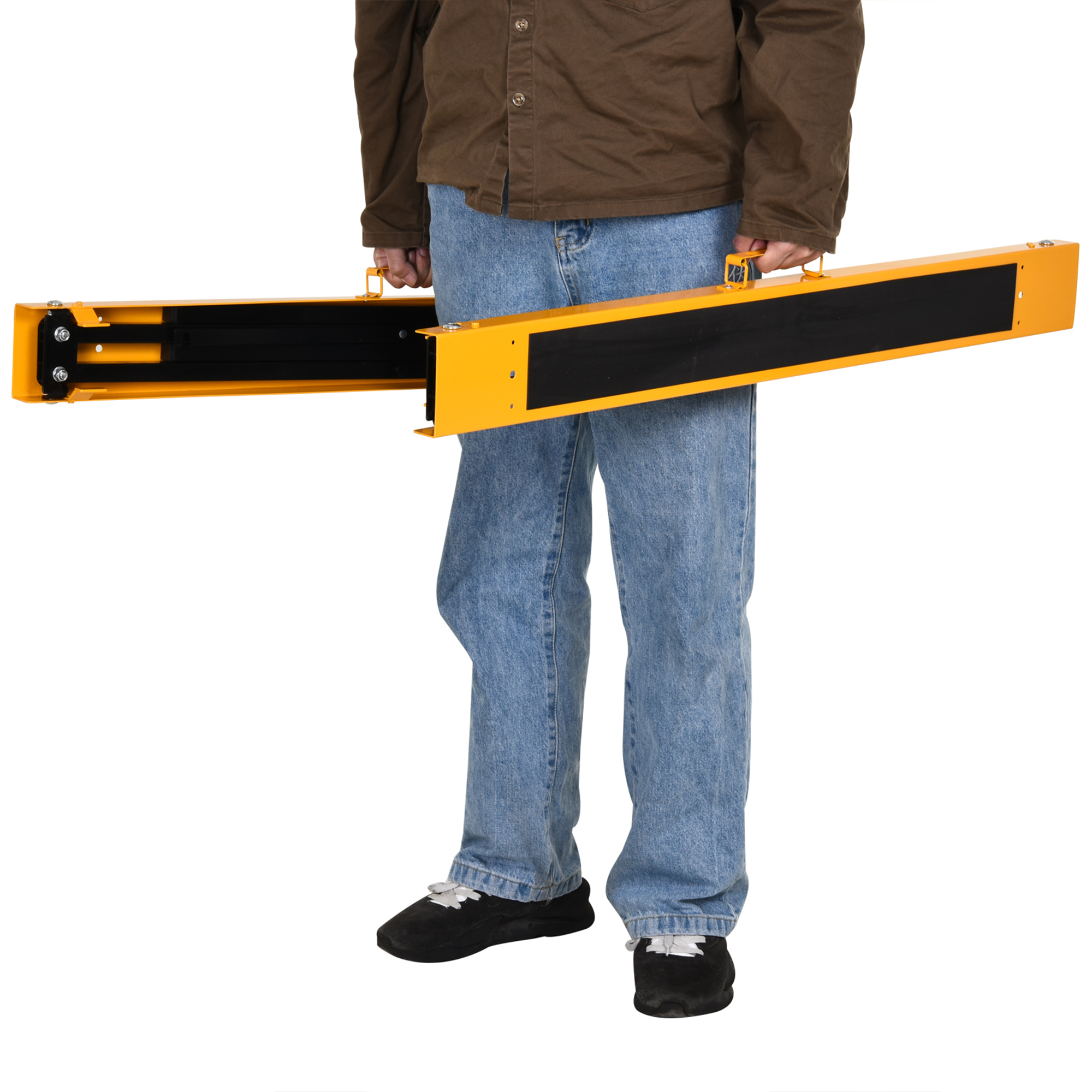  Set de 2 Capre Pliabile din Metal cu Suprafata Antiderapanta din EVA pentru Lucrari de Taiere, Capra pentru Lemn, Capacitate Maxima 125 kg, Portocaliu Negru [7]