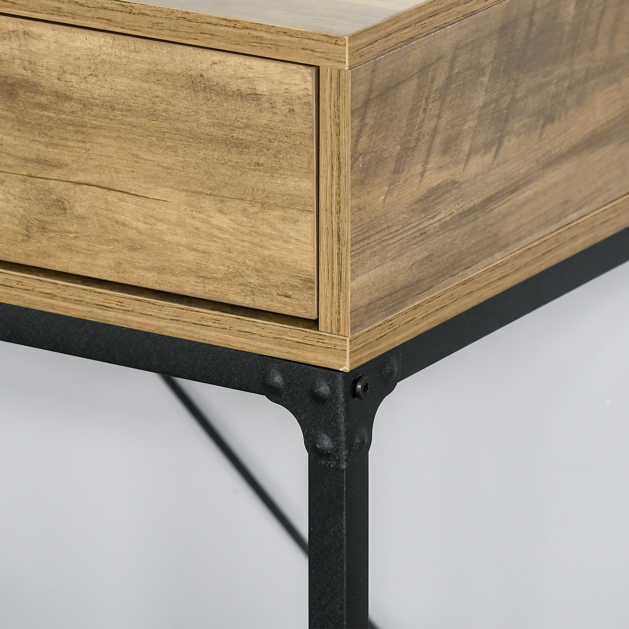  Masa Consola Vintage - Lemn & Metal cu Sertare & Raft [8]