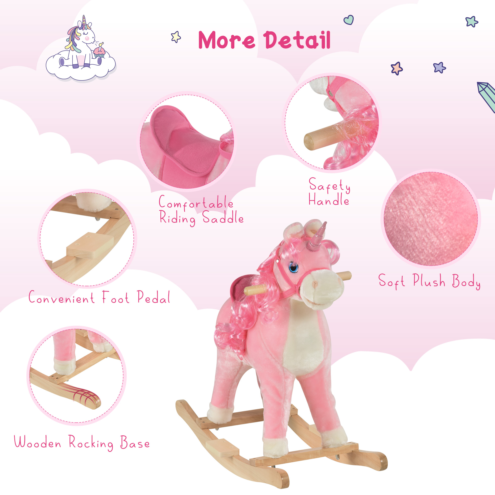  Cal tip Balansoar pentru Copii 36-72 Luni Lemn si Plus Roz 74x33x62cm [6]