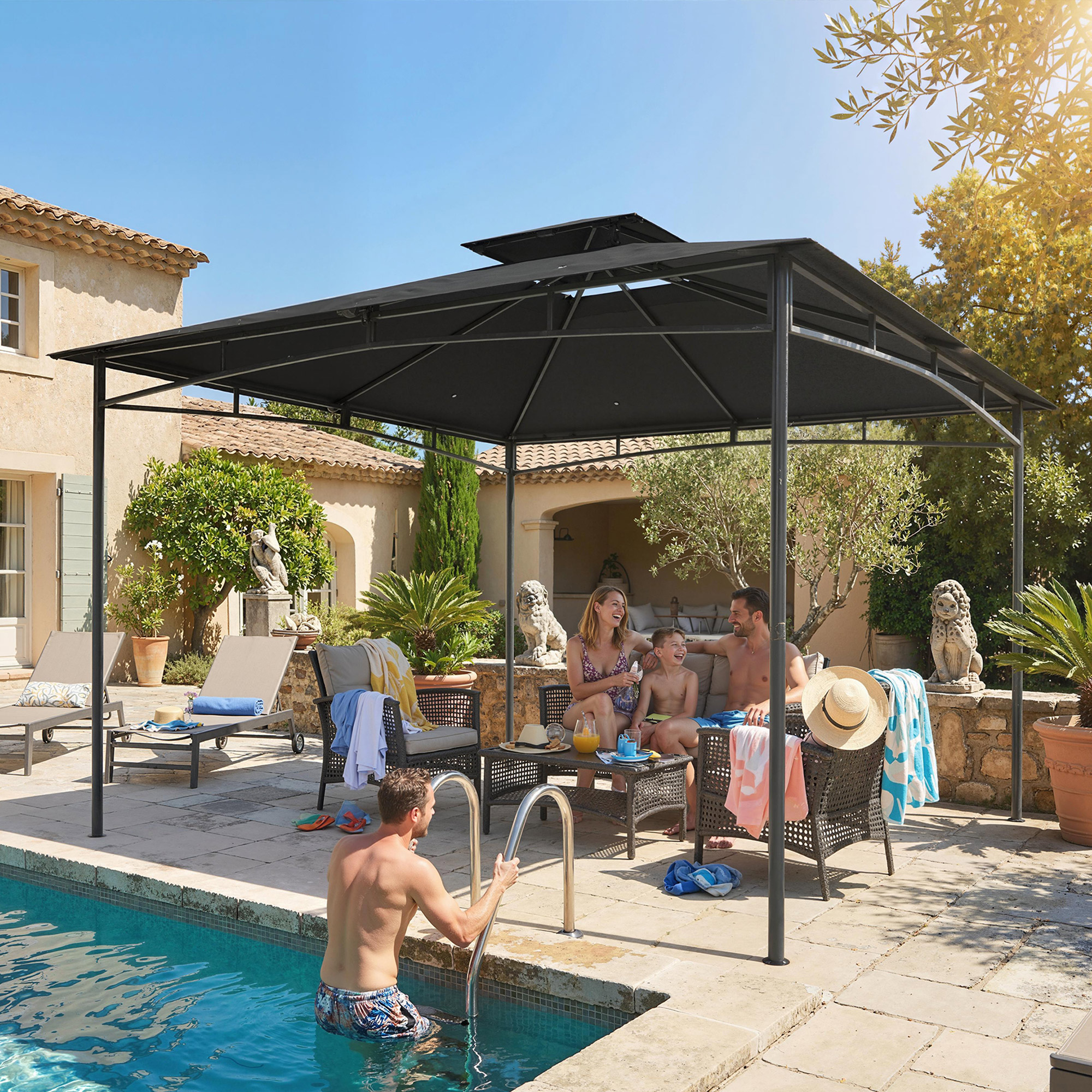  Pavilioane robuste, corturi pentru jacuzzi, acoperisuri permanente, foisor [8]