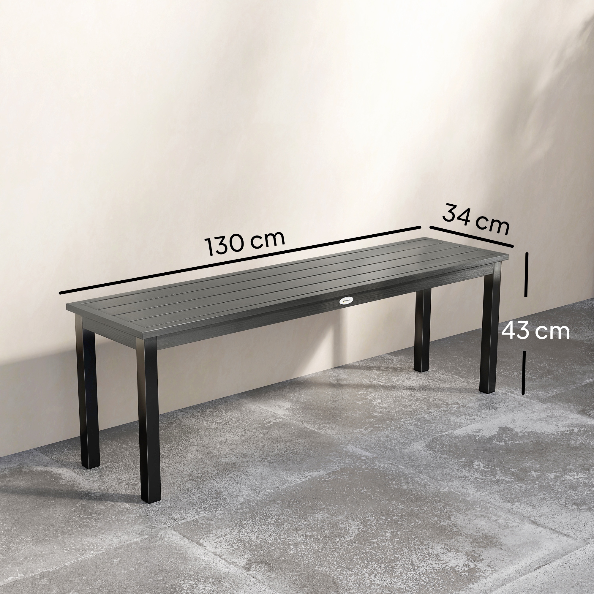  Banca de gradina cu 2 locuri, 130x34x43 cm, gri [2]