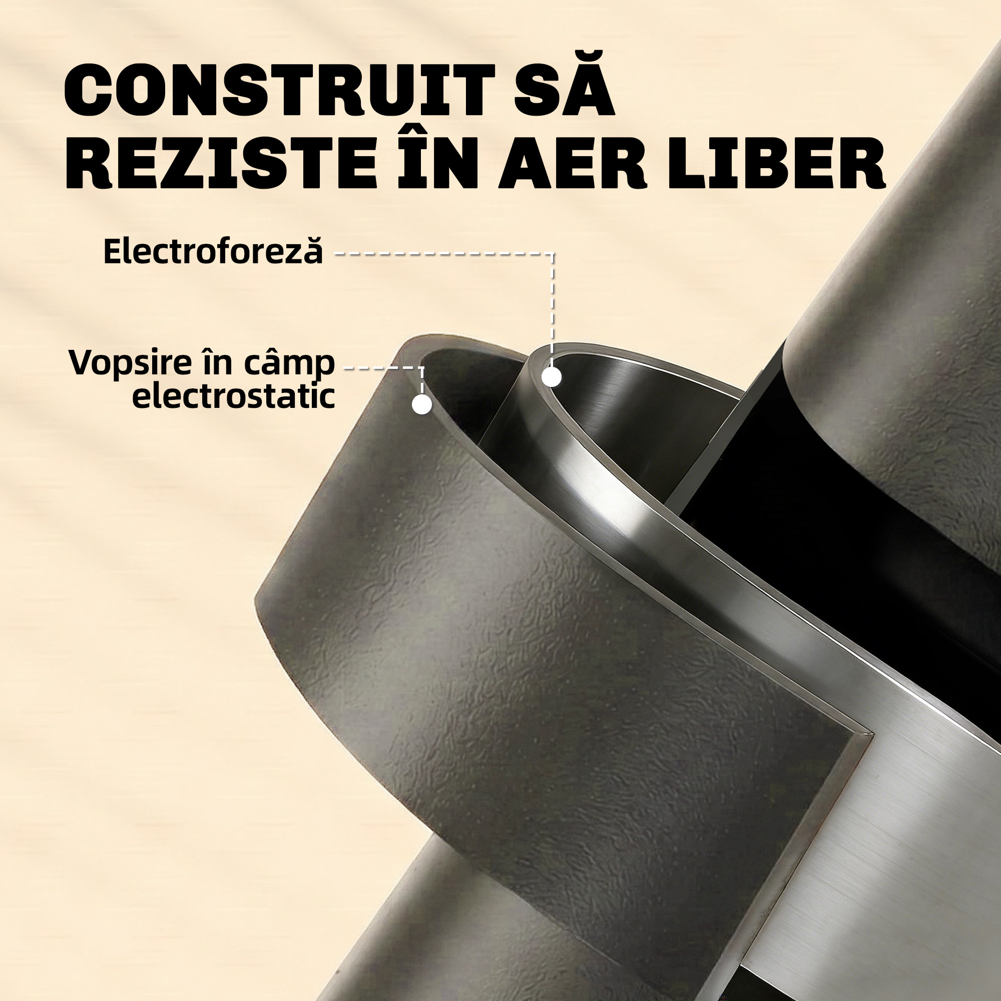  Set Bistro Exterior, Mobilier Pliabil cu Masa si 2 Scaune, Negru [6]