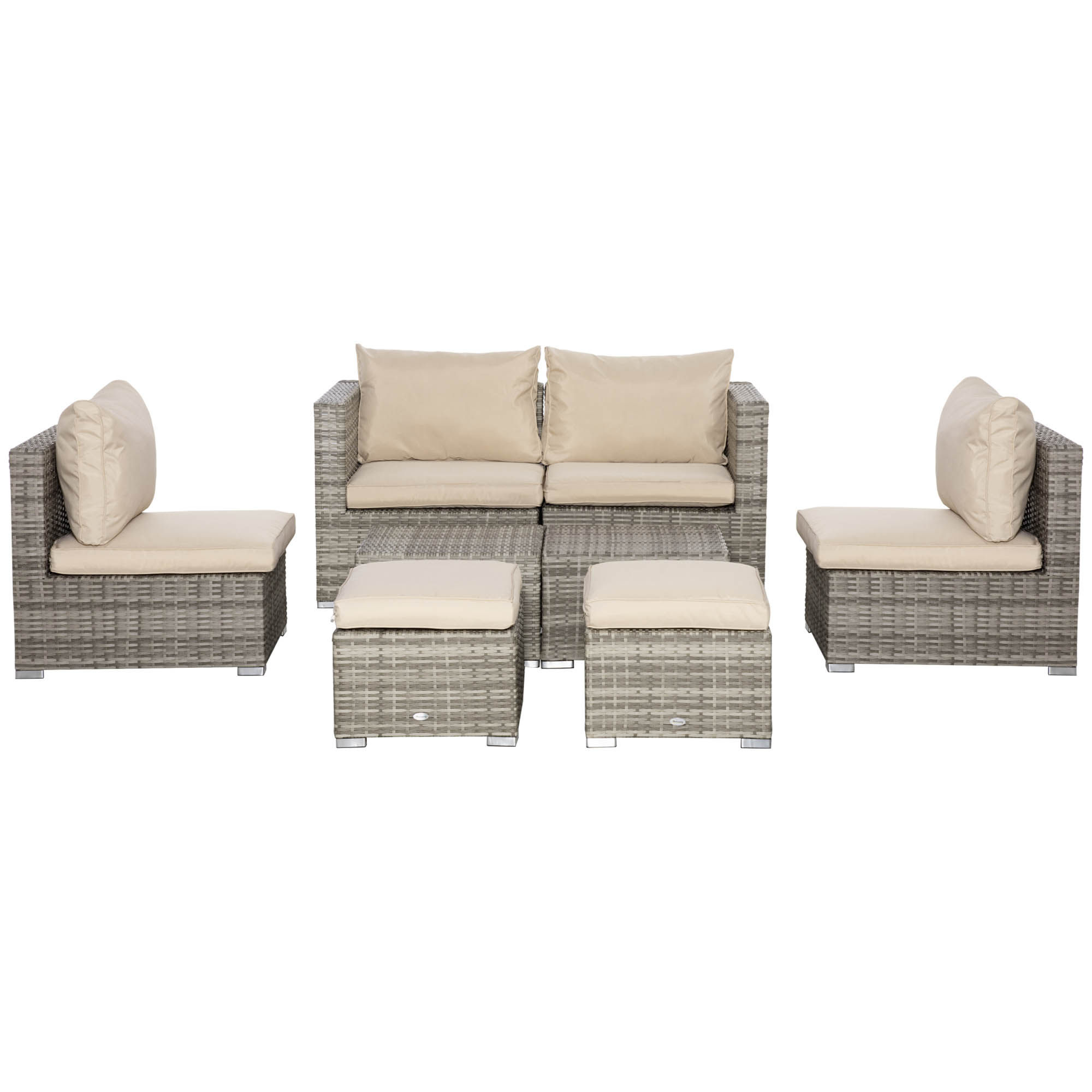  Living pentru gradina din Rattan PE din 8 Piese , Gri si Bej [7]