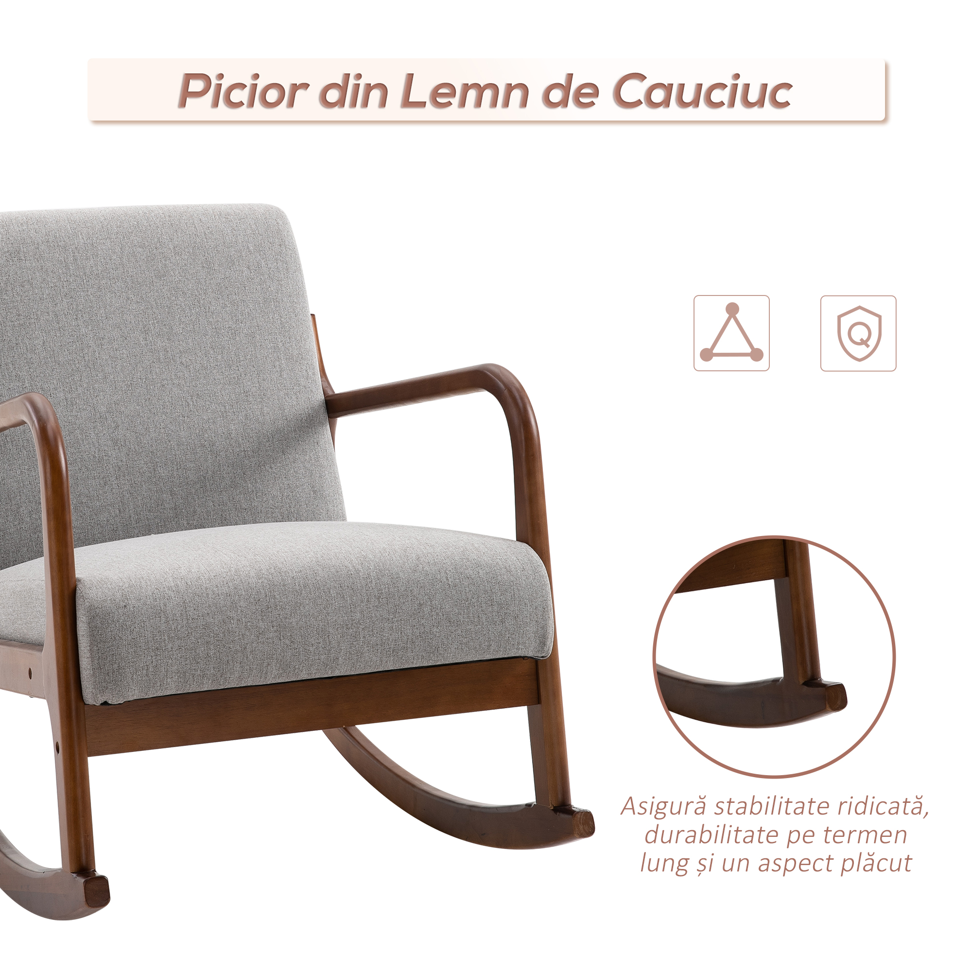  Fotoliu Tapitat din Lemn si Poliester Gri [5]