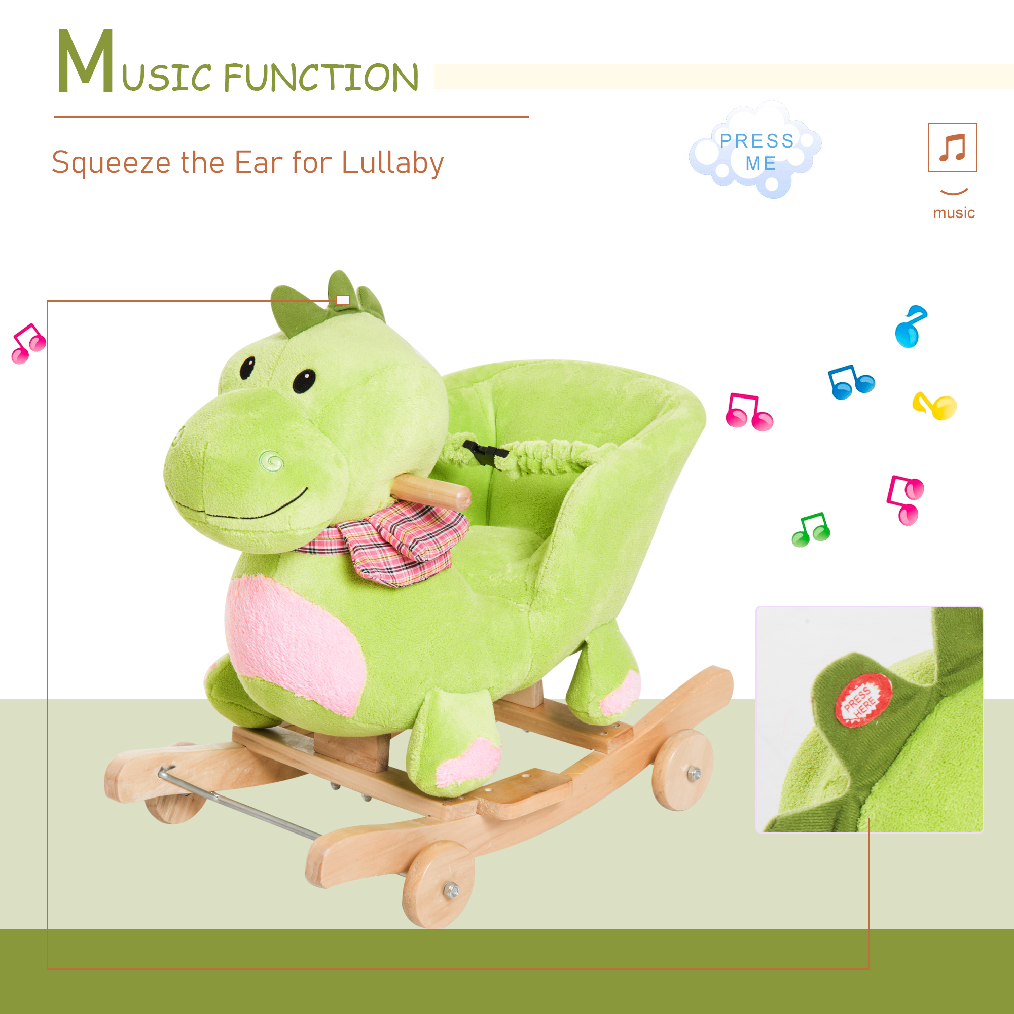  Cal Balansoar cu Roti sub Forma de Dragon pentru copii 18-36 luni Verde [4]