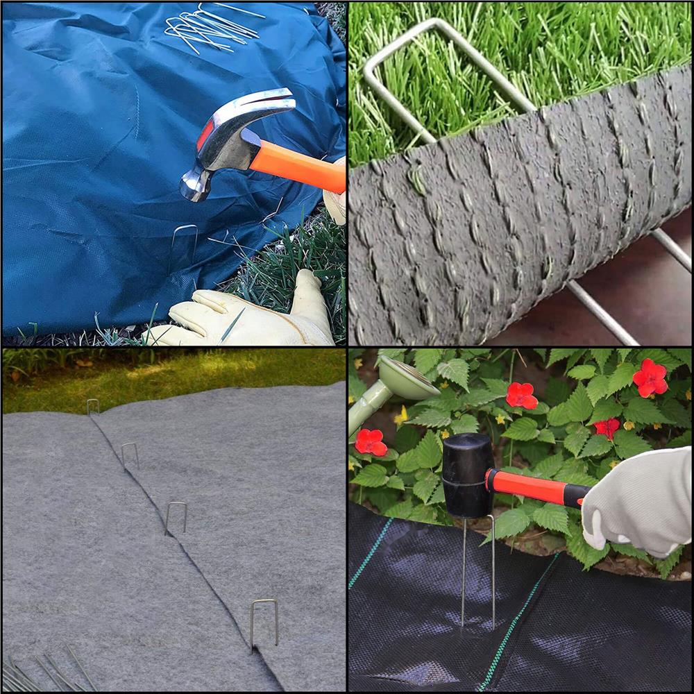 Set 100 ancore metalice pentru fixare agrotextil, 15x7 cm, argintiu [6]