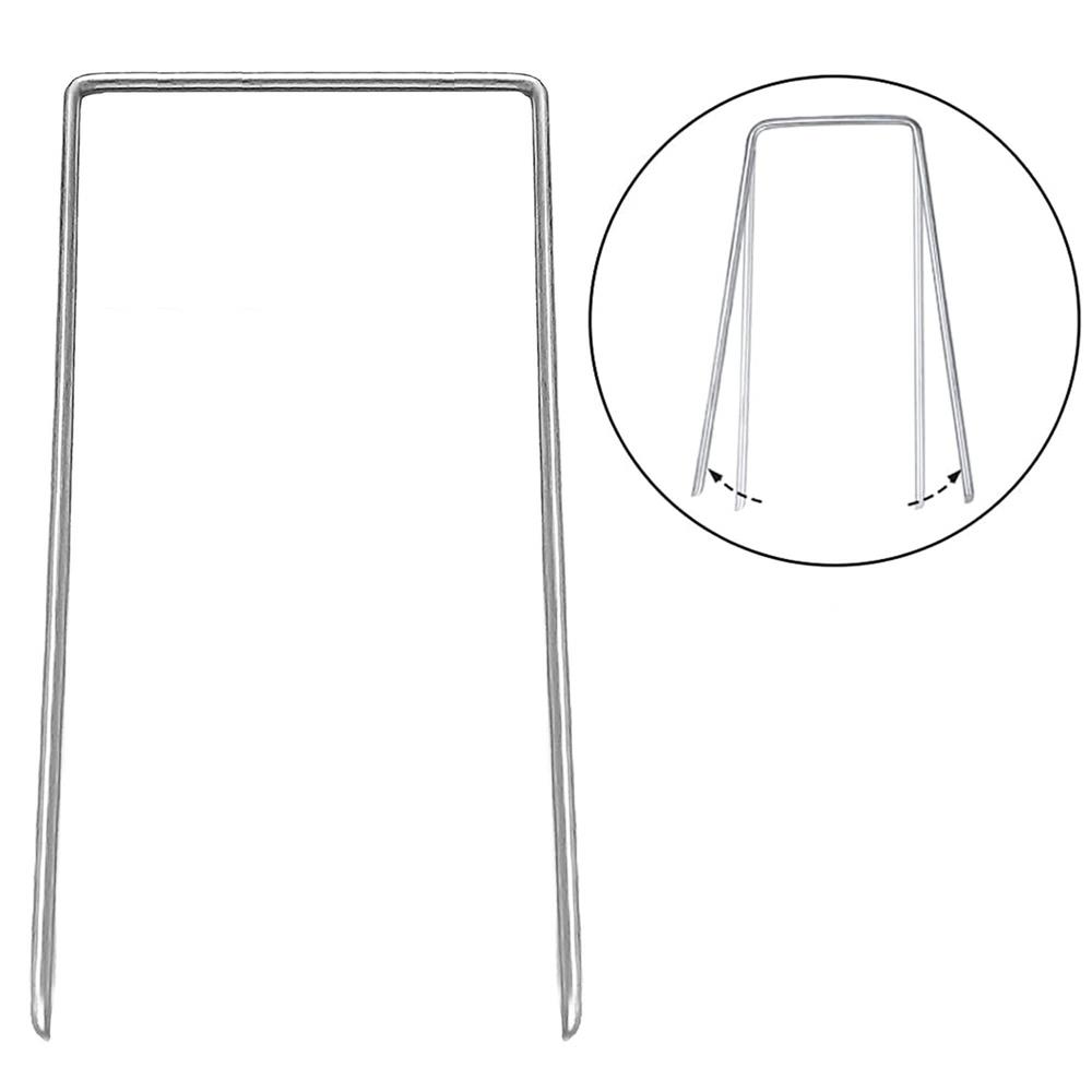 Set 100 ancore metalice pentru fixare agrotextil, 15x7 cm, argintiu [2]