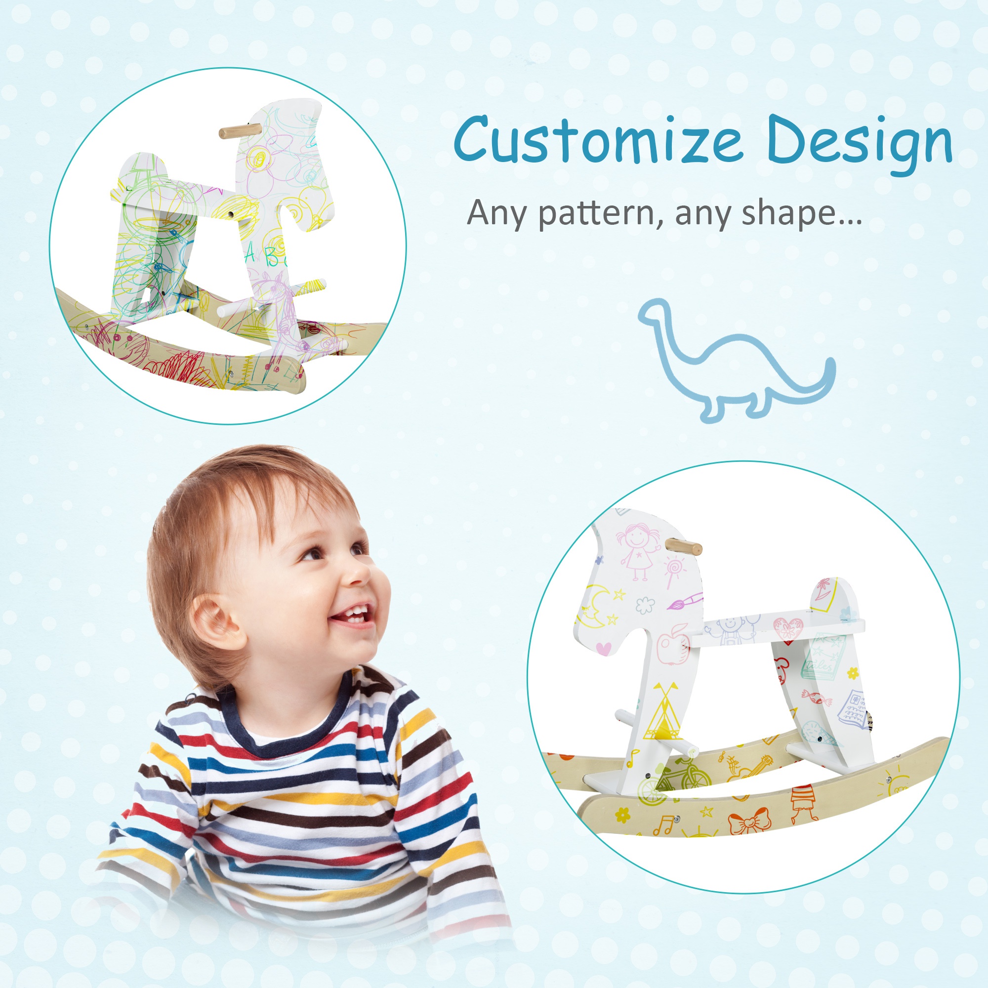  Cal tip Balansoar pentru Copii Clasic din lemn Varsta 1-3 Ani Alb [4]