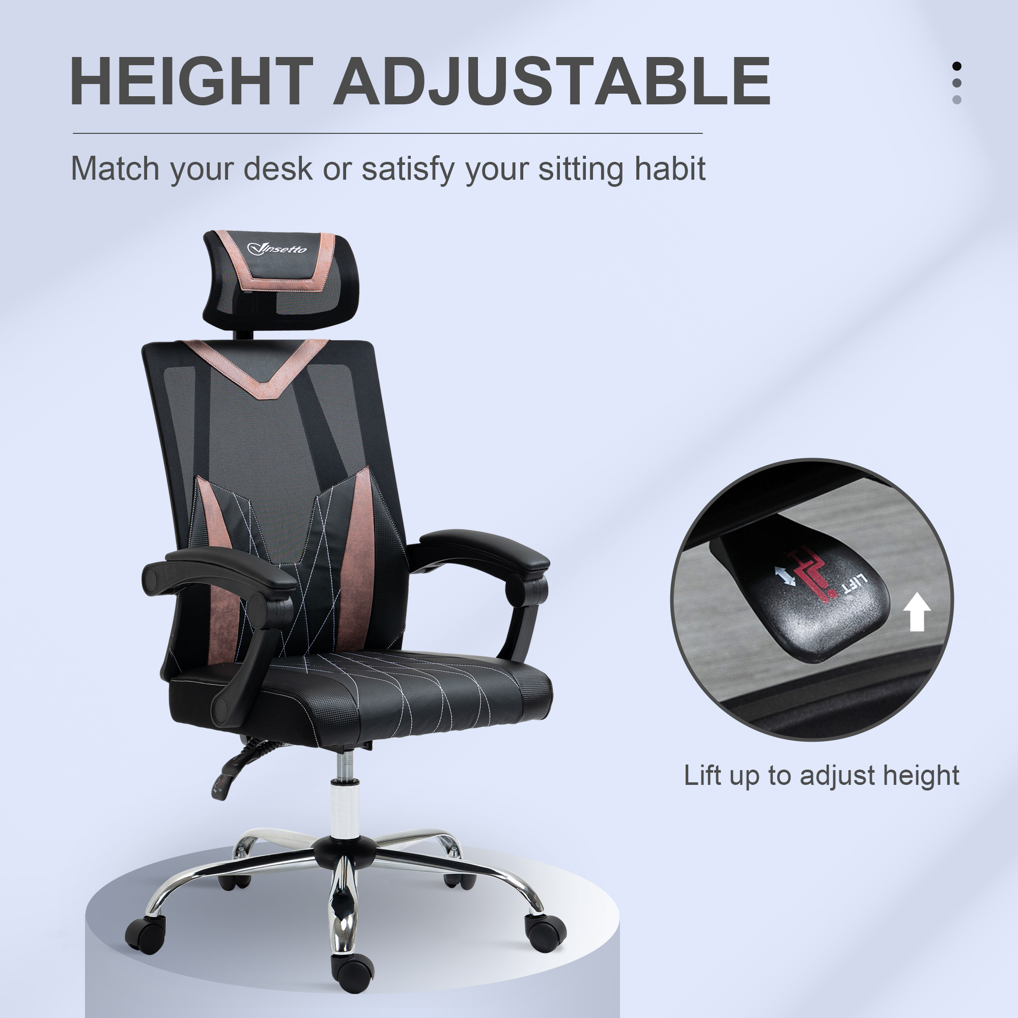  Scaun de Birou Ergonomic inclinabil cu Suport Lombar si Cervical [3]