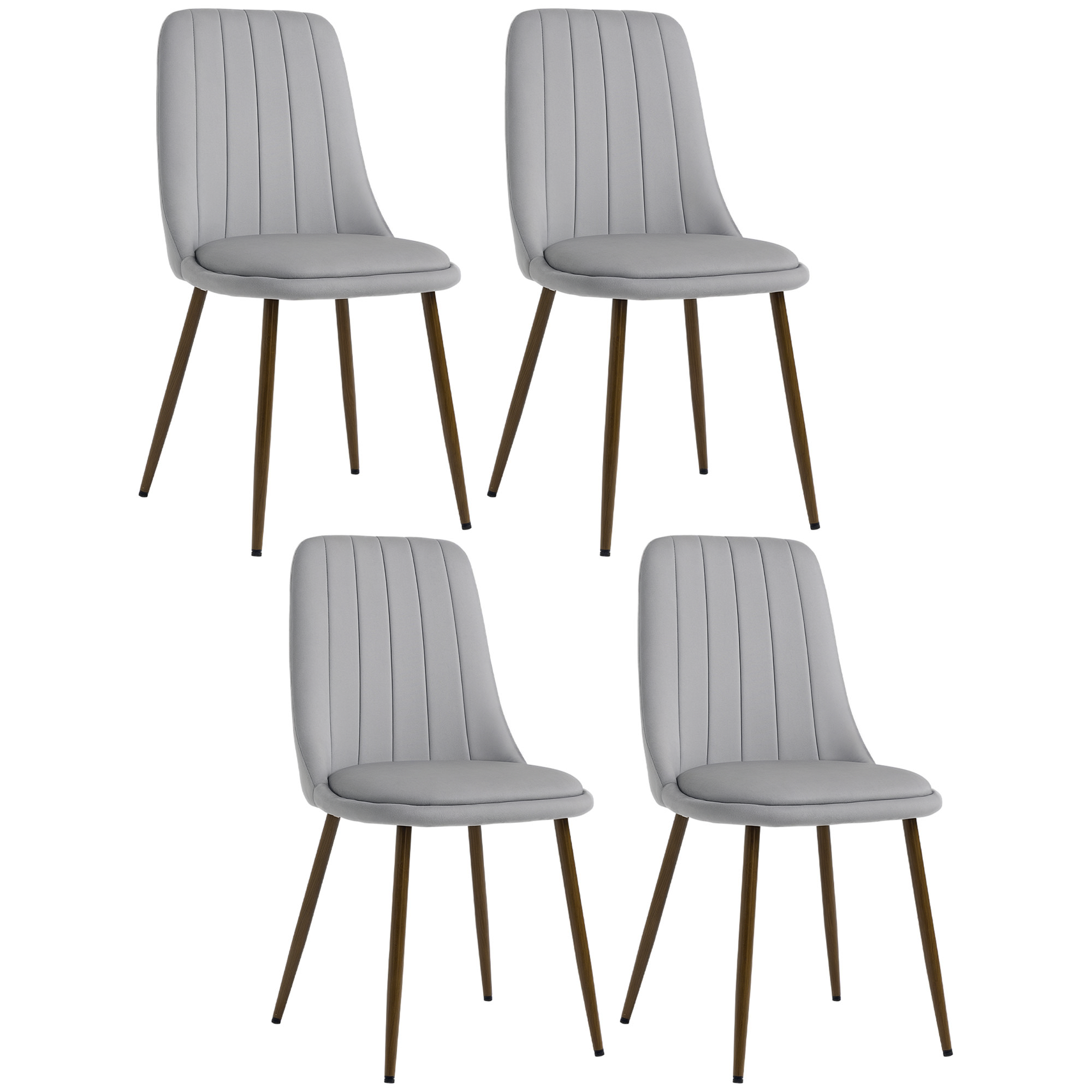 Bucatarie -  Set de 4 Scaune de Masa, Scaun de Bucatarie Modern cu Tapiterie din Catifea, Spatar Curbat si Picior din Otel pentru Camera de Zi, Dormitor, Gri