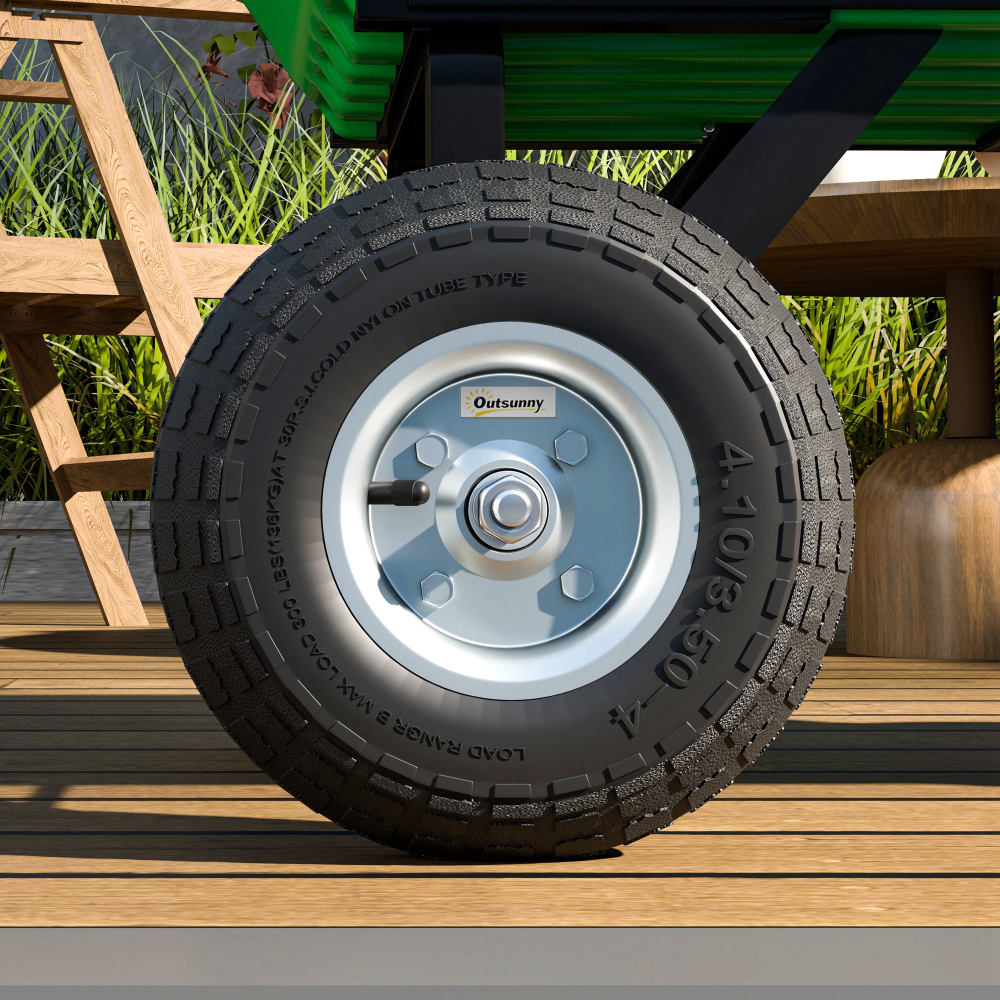  Set 2 Roti pentru Carucior Capacitate 80 kg cu Profil Scanat, Roti din Cauciuc si Otel, Ø25.5x7.5 cm, Negru [7]