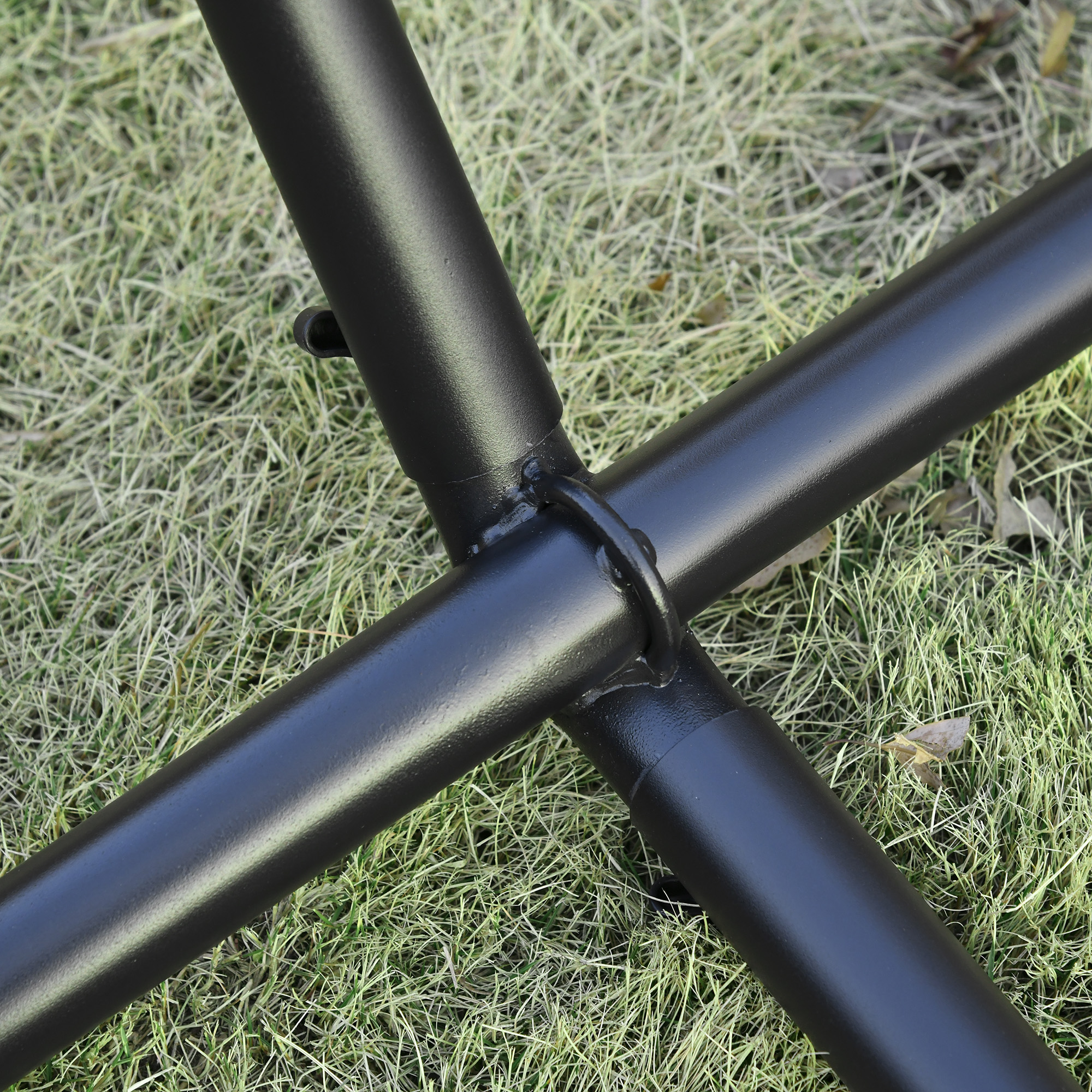  Hamac de Gradina Suspendat 310x117 cm cu inaltime Reglabila si Suport, Capacitate 120 kg, Hamac Autoportant cu Geanta de Transport, pentru Camping, Gradina, Balcon, Patio, Verde si Albastru [6]