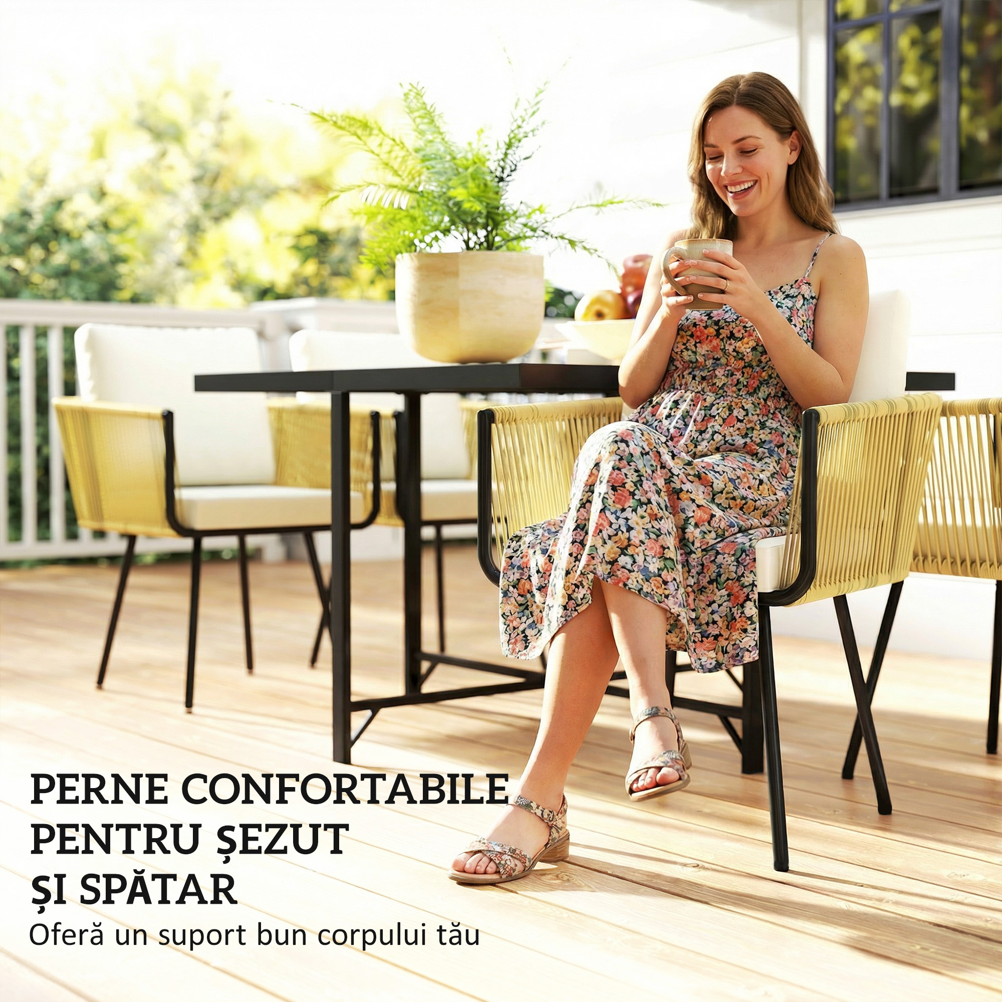  Set de Gradina 5 Piese cu Masa din Lemn-Plastic [4]