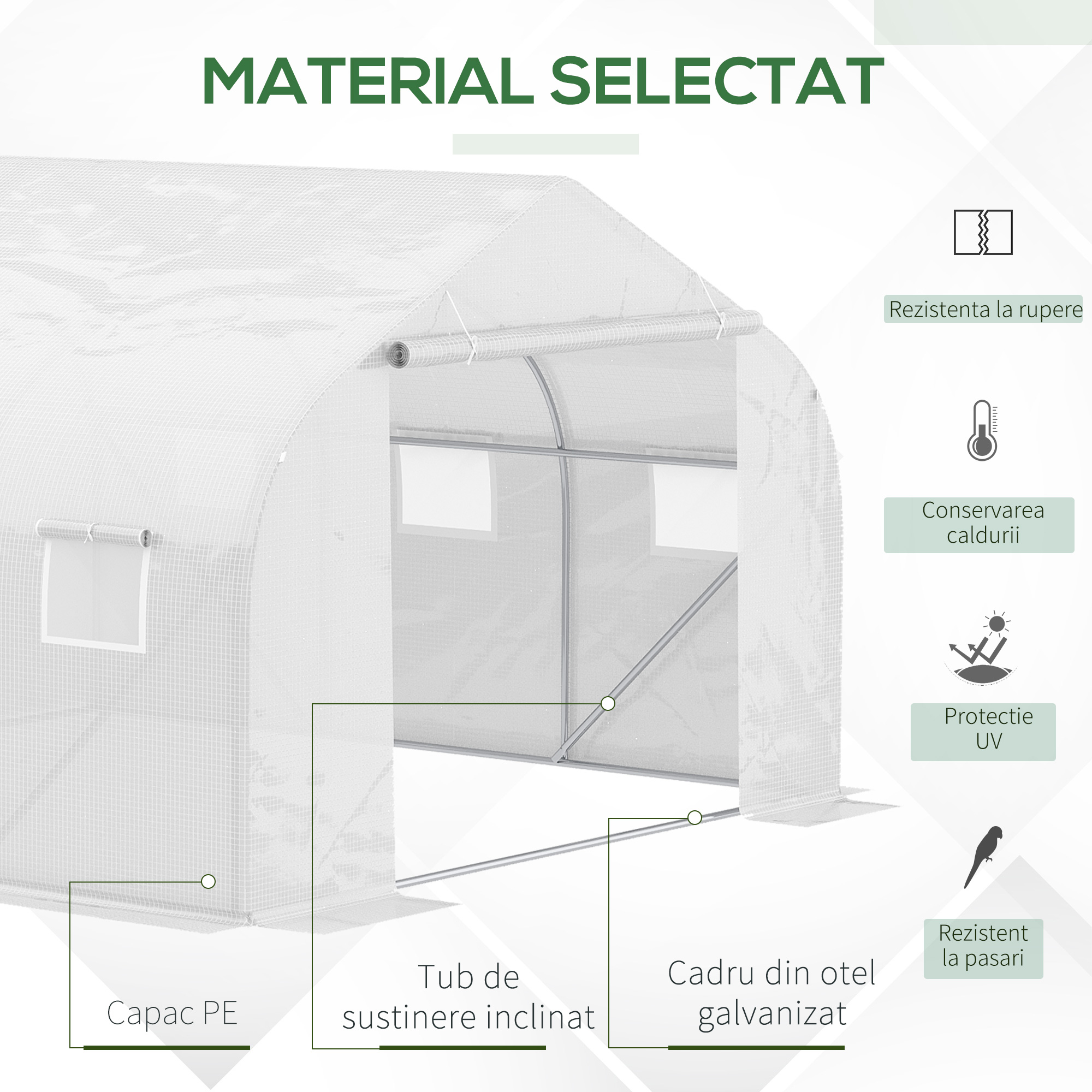  Sera Gradina 450×300×200 cm - Fier & PE, Acoperis inclinat [3]