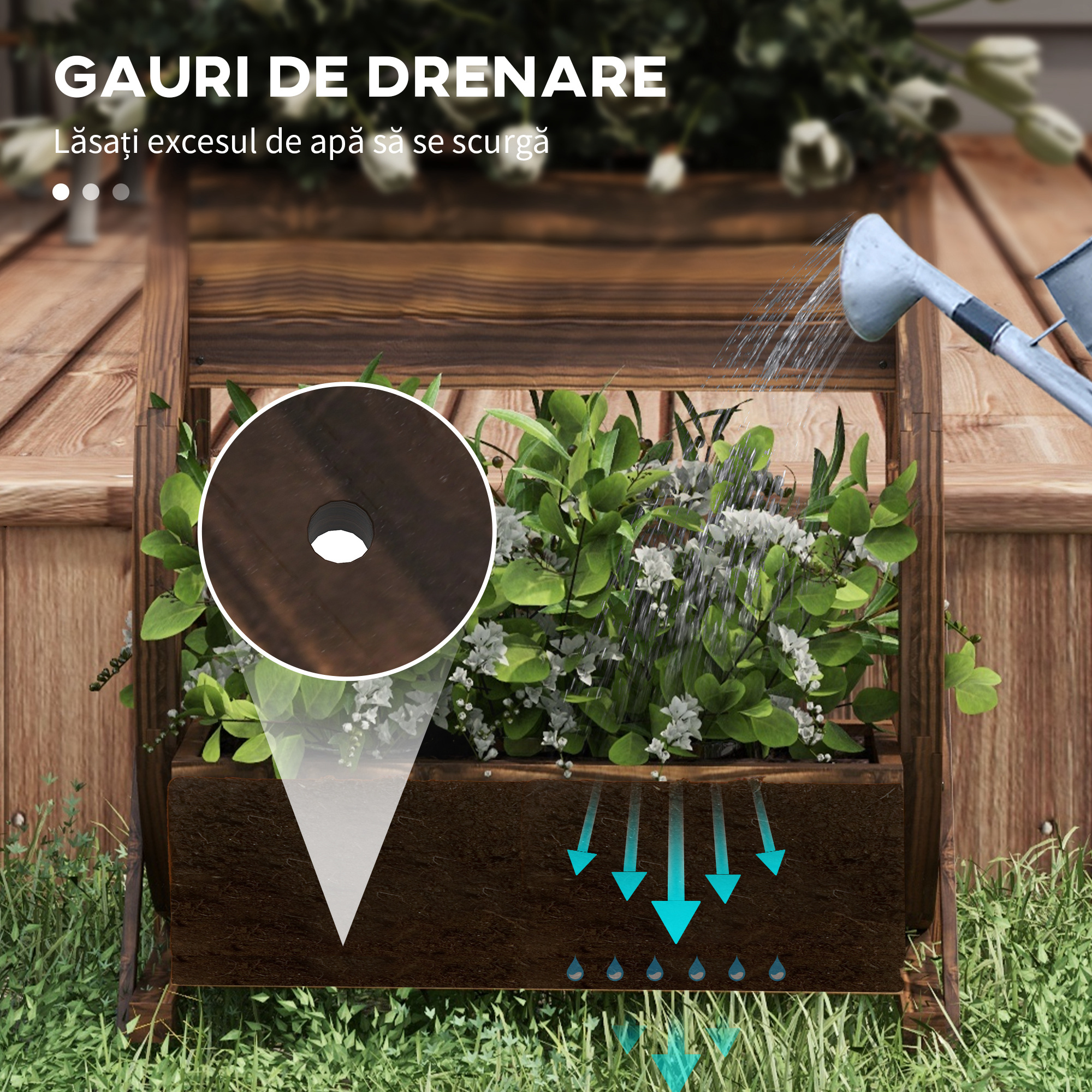  Pat de Gradina Inaltat pe 2 Niveluri din Lemn [4]