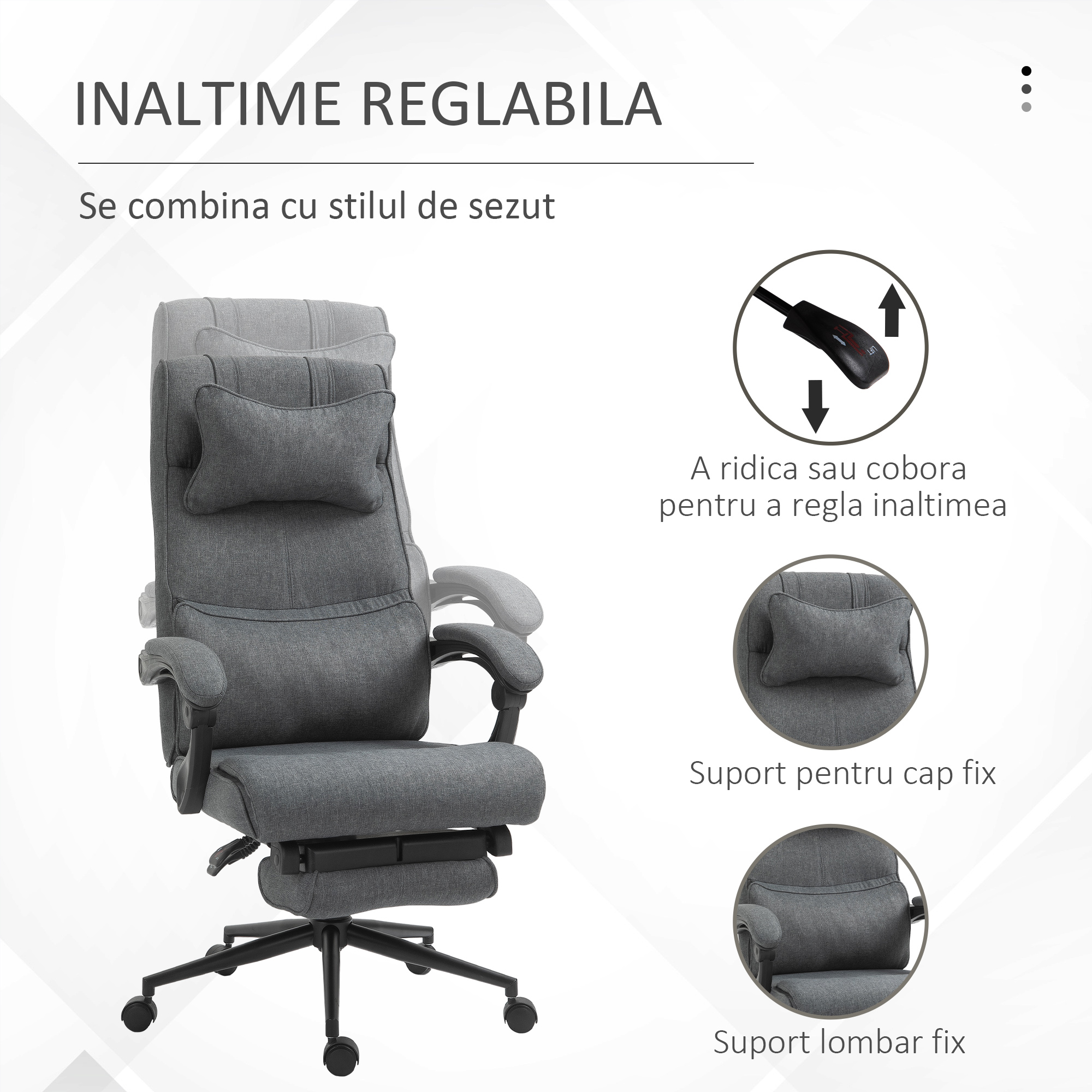  Scaun Birou Ergonomic Reglabil cu Tetiera si Suport Picioare [3]