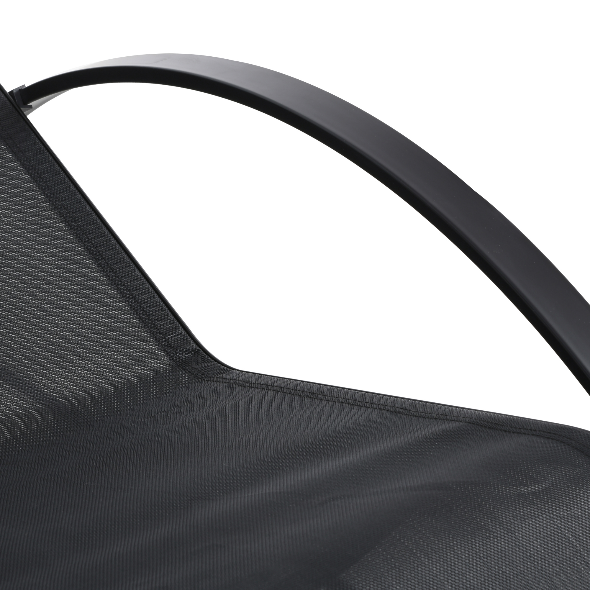  Set 2 sezlonguri de Gradina si Masuta cu Raft, Material Respirabil si Cadru Metalic, 59x169x66 cm, Negru [8]