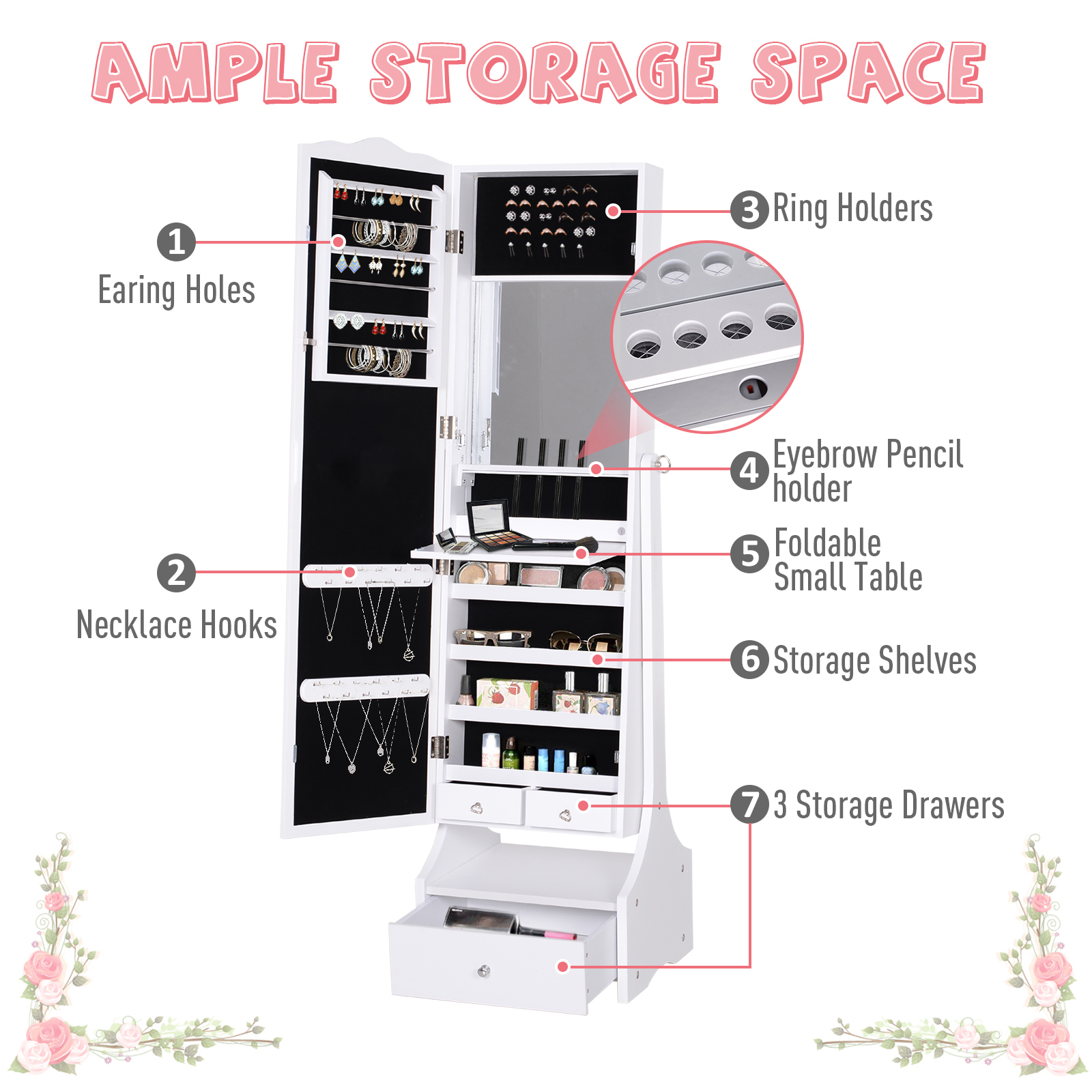  dulap pentru bijuterii, cu oglinda 45x36x150cm [6]