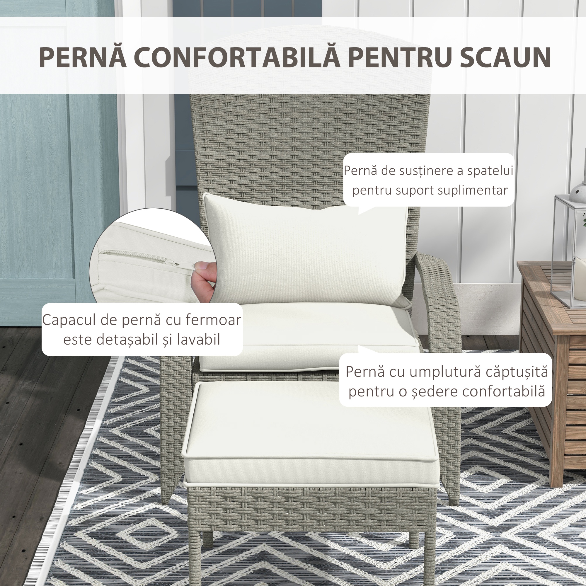  Scaun Adirondack cu taburet din rachita pentru terasa, S [5]