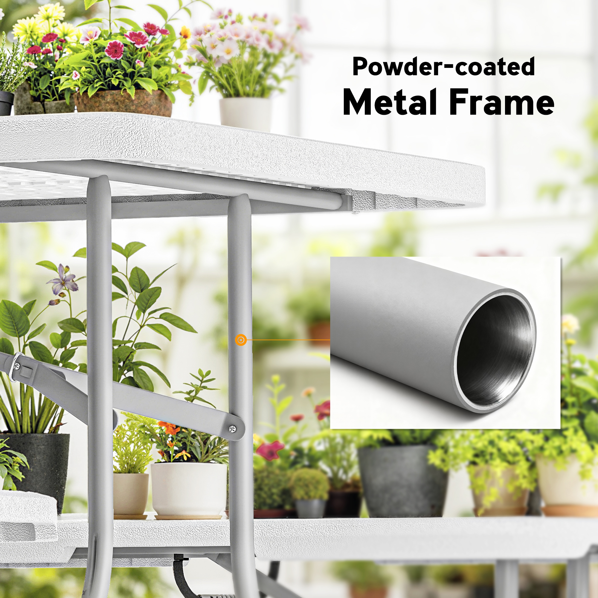  Set Masa de Camping Pliabila cu 2 Scaune, 180x74x74 cm, Alb [6]