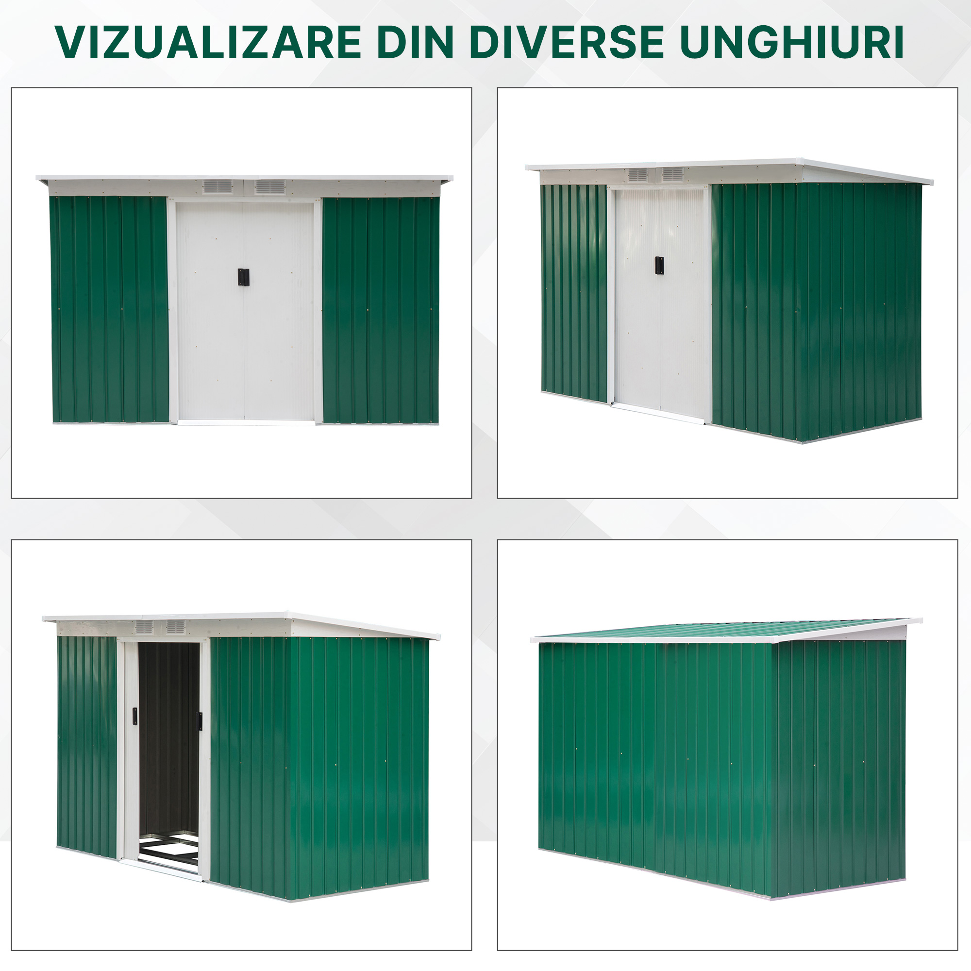  casuta pentru unelte gradina, 277x130x173cm, verde [8]