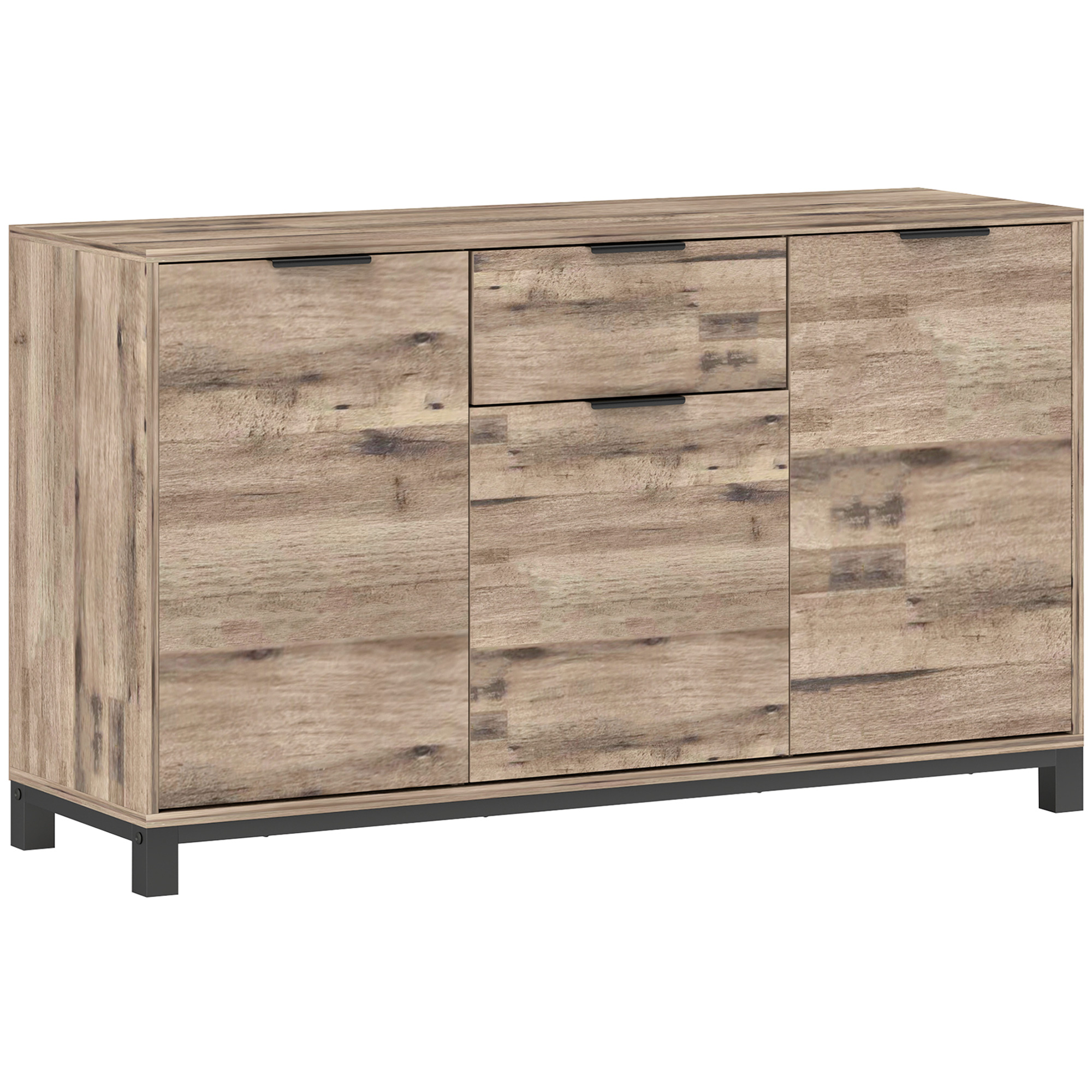 Bucatarie -  Bufet cu Sertar si 3 Dulapuri cu Rafturi Reglabile, 120x36,5x70 cm, Maro