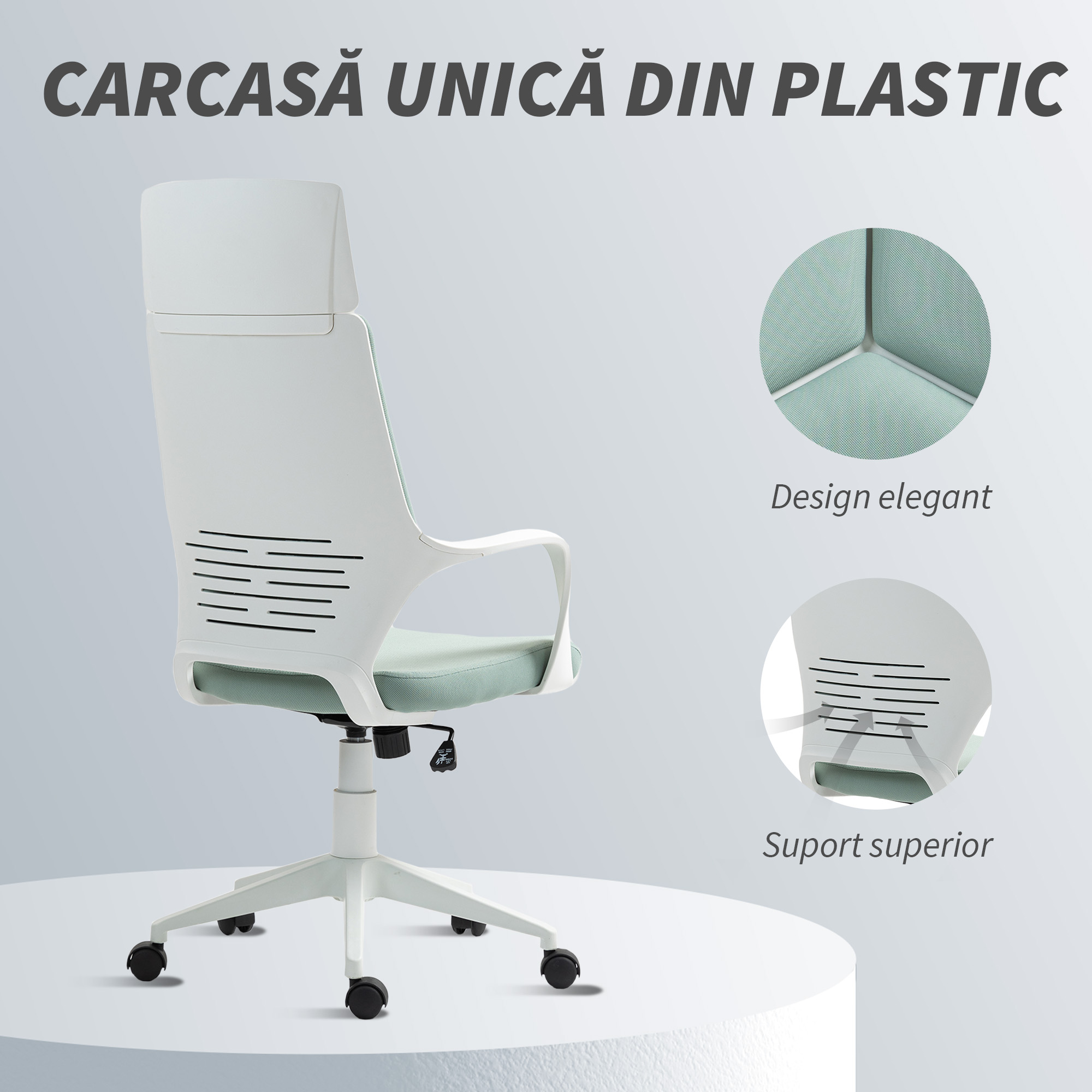  Scaun pentru Birou sau Gaming in Material Textil cu Spatar inalt Verde [7]