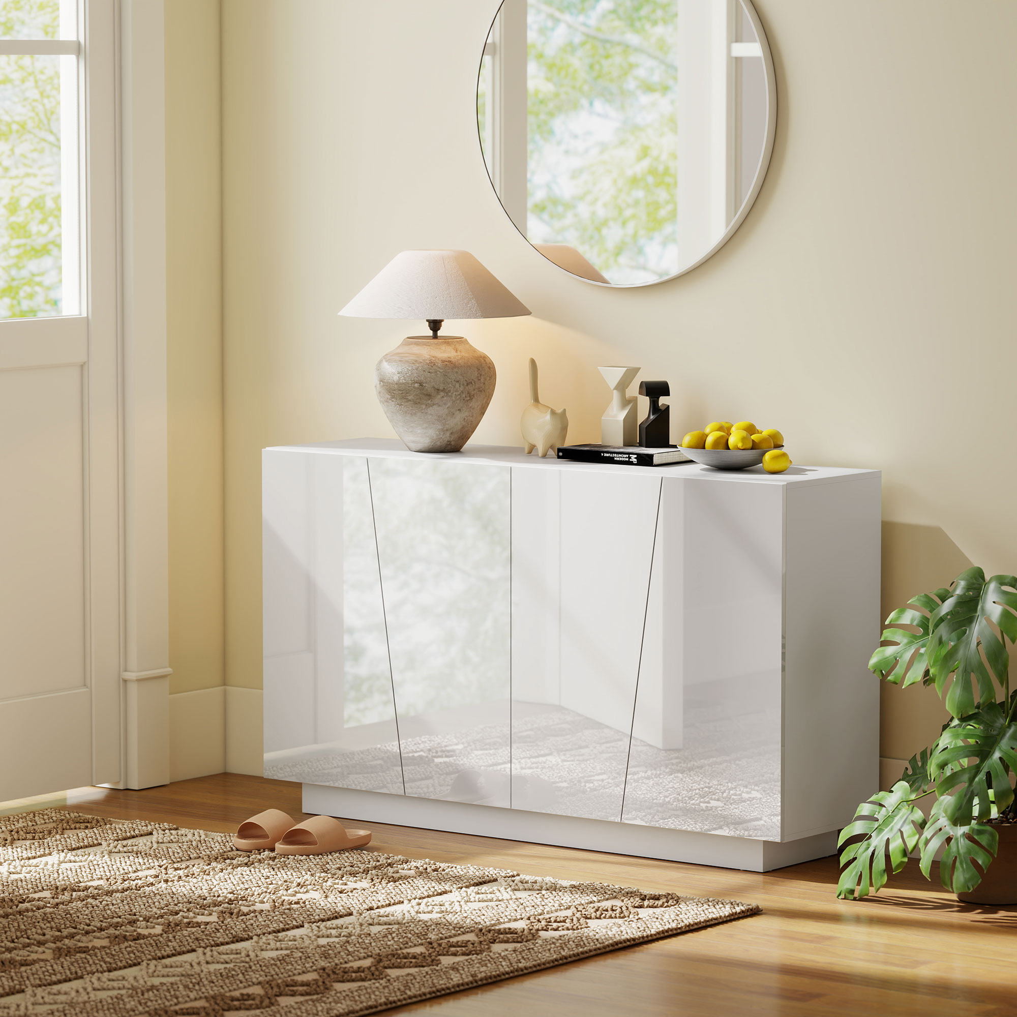  Dulap Alb 150×40×88 cm - 5 Niveluri & Polita Reglabila [7]