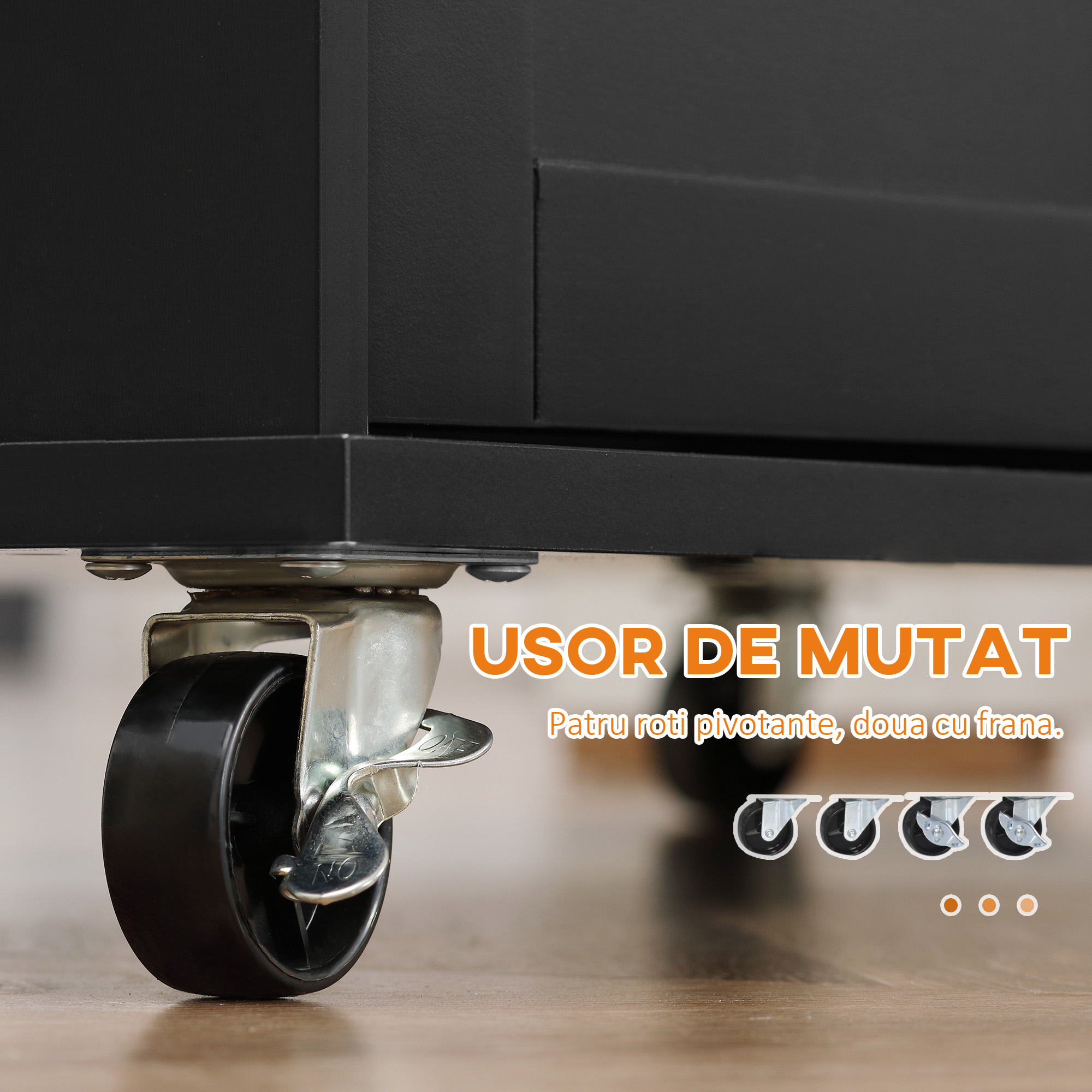  Insula de Bucatarie cu Dulapior, 2 Sertare si Suport pentru Condimente cu 3 Rafturi, 89x45x89,5 cm, Negru [5]