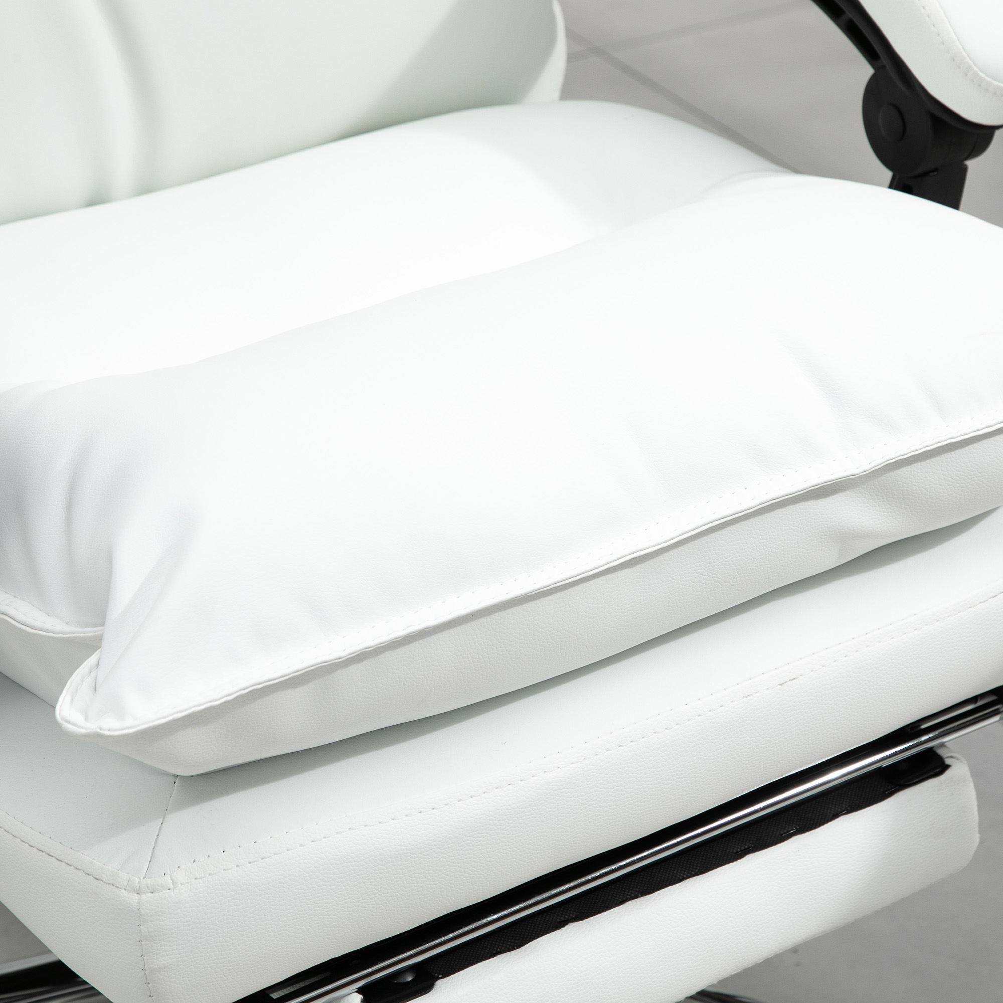  Fotoliu de Birou din Piele ecologica Alb Ajustabil Rabatabil la 155° Suport pentru picioare [7]