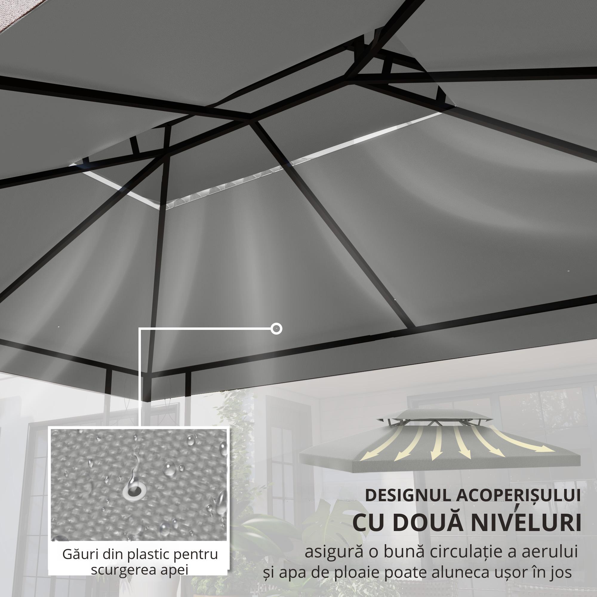  Copertina pentru cort 4x3 m cu 2 niveluri, gri deschis [5]