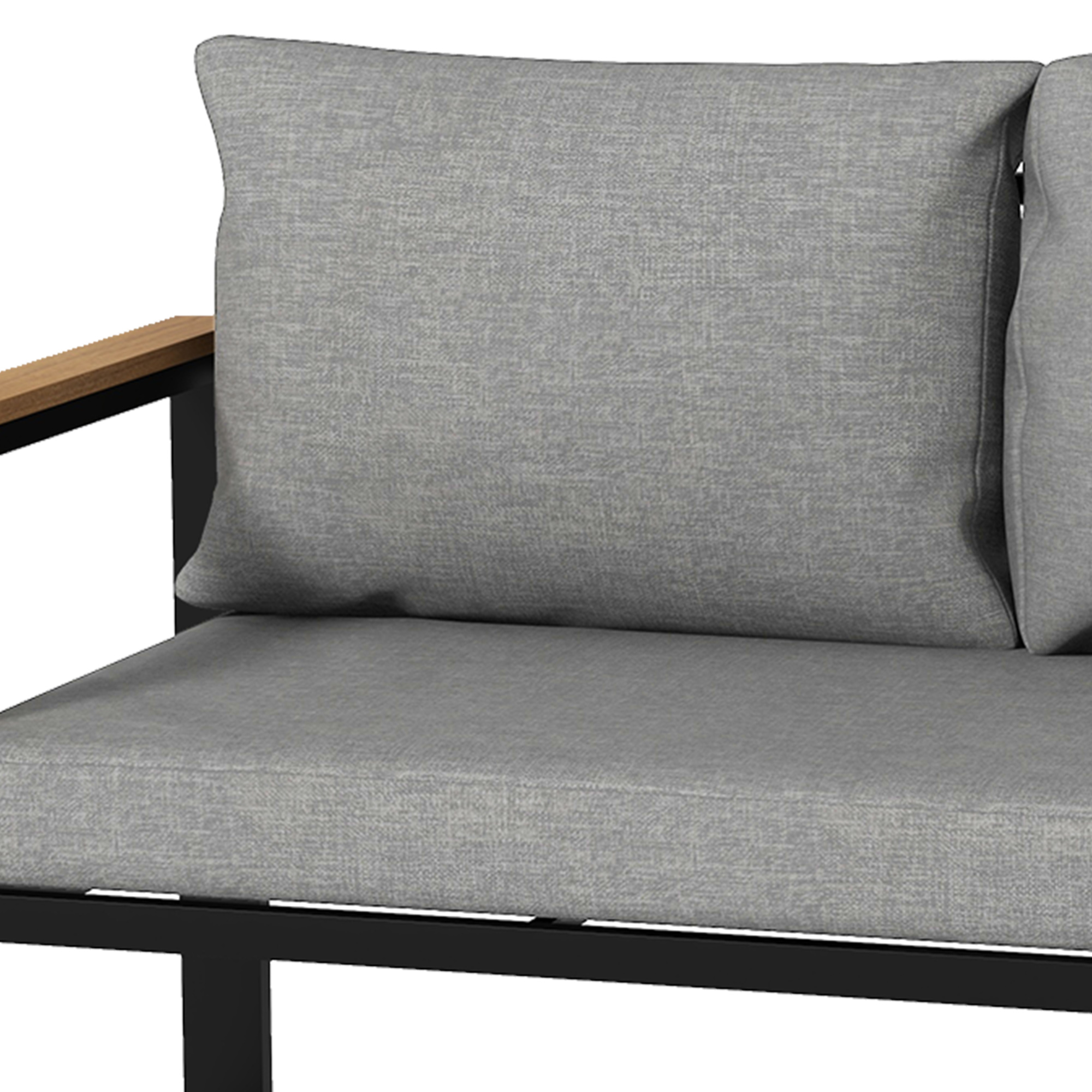  Set de Mobilier pentru Gradina din 4 Piese cu 2 Canapele Duble, Coltar si Masuta de Cafea, 124x61x71,5 cm, Gri [7]