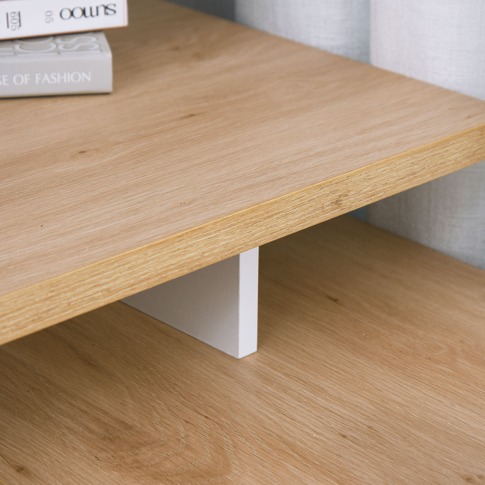  Birou cu Blat Extensibil pentru PC si Biblioteca, 140x117x76 cm, Alb [7]