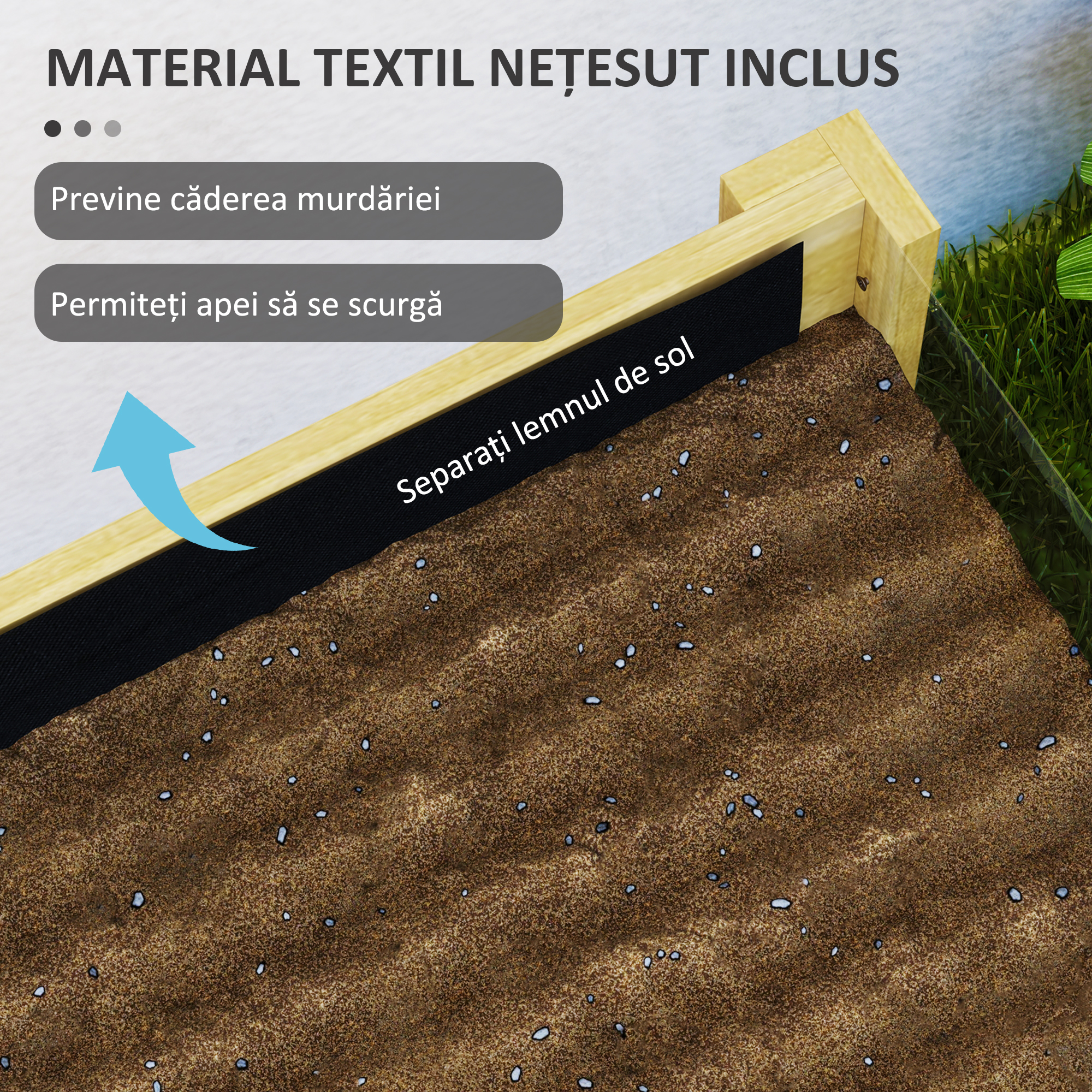  Strat inaltat de Gradina din Lemn cu Panouri din Acril si Orificii de Drenaj, 110x50x80 cm, Lemn Natural [5]