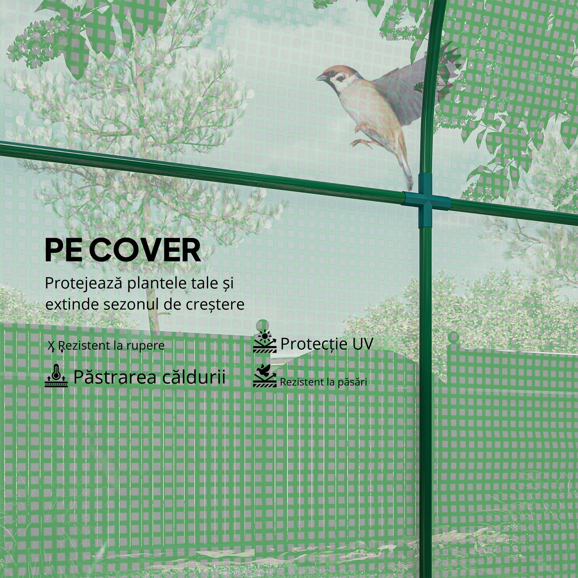  Sera de gradina tip tunel cu ferestre si usi rulante, sera pentru plante cu invelis din PE, verde, 180x180x200cm [3]