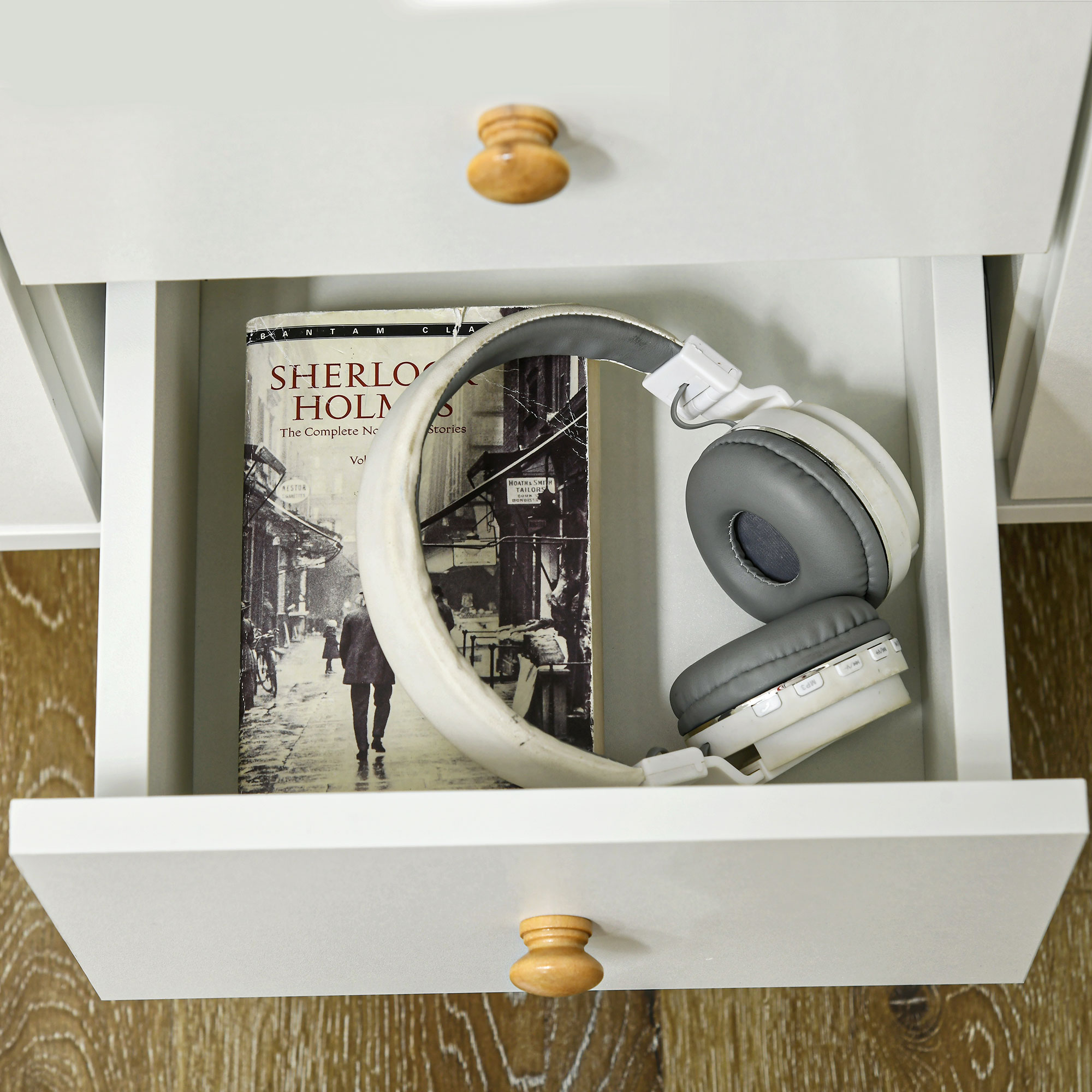  Bufet 90×80 cm - Alb, PAL & Lemn de Pin, Design Elegant [8]