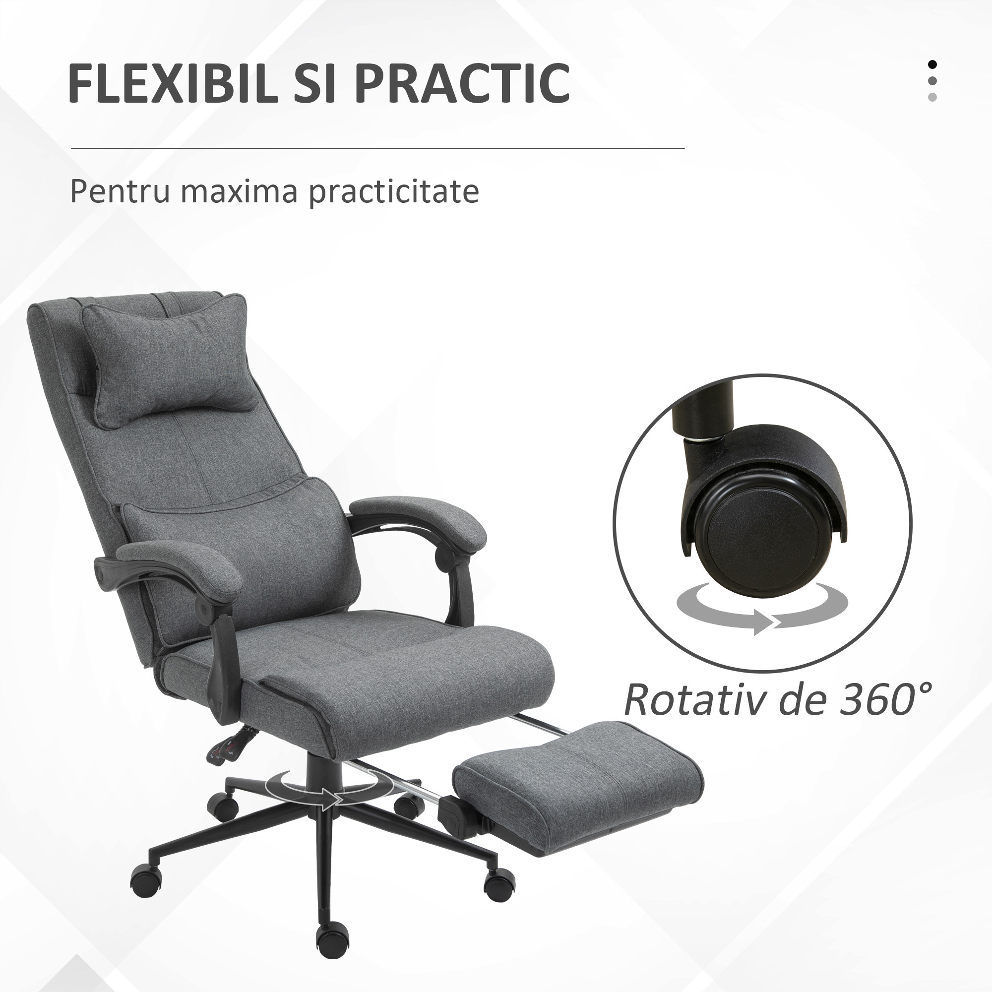  Scaun Birou Ergonomic Reglabil cu Tetiera si Suport Picioare [6]