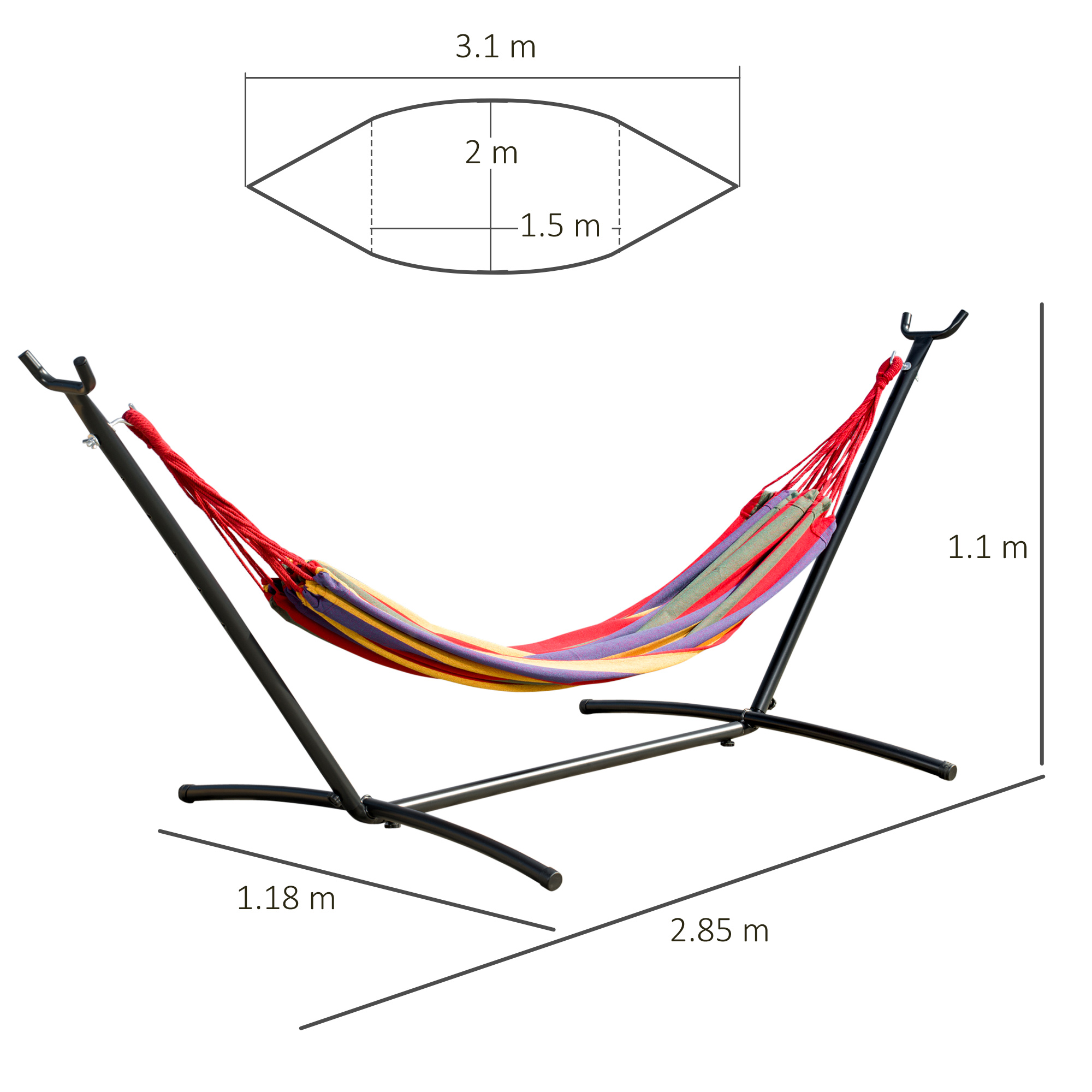 Hamac  Portabil cu suport din otel si bumbac multicolor [2]