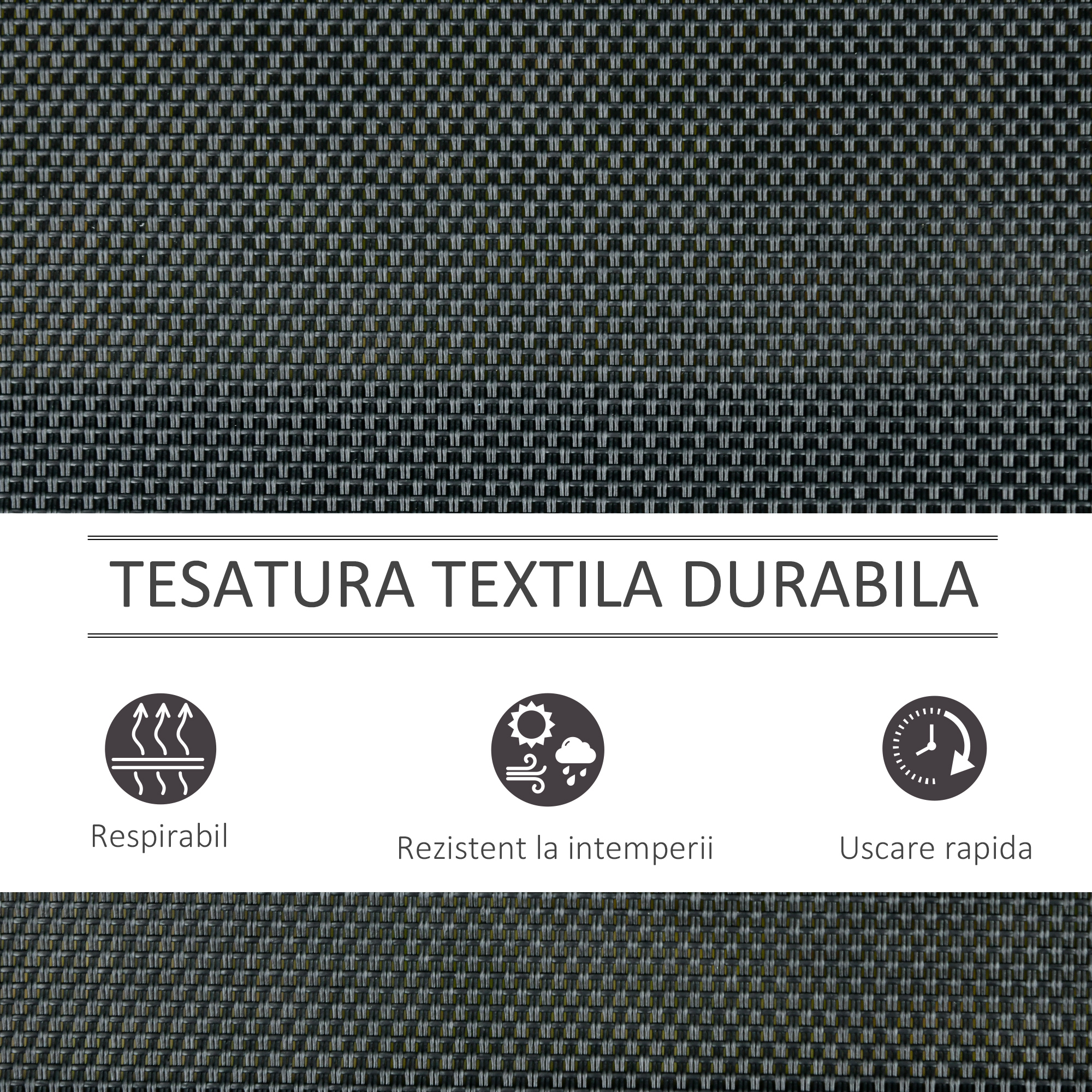  Banca Leagan de Gradina cu 3 locuri, schelet Metalic si Tesatura transpiranta, Negru [6]