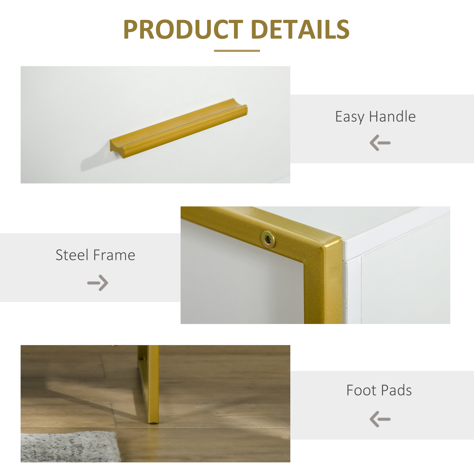  Set din 2 Noptiere Moderne, Noptiere cu Raft si Sertar, Organizatoare de Depozitare pentru Dormitor, 45x40x60 cm, Alb [5]