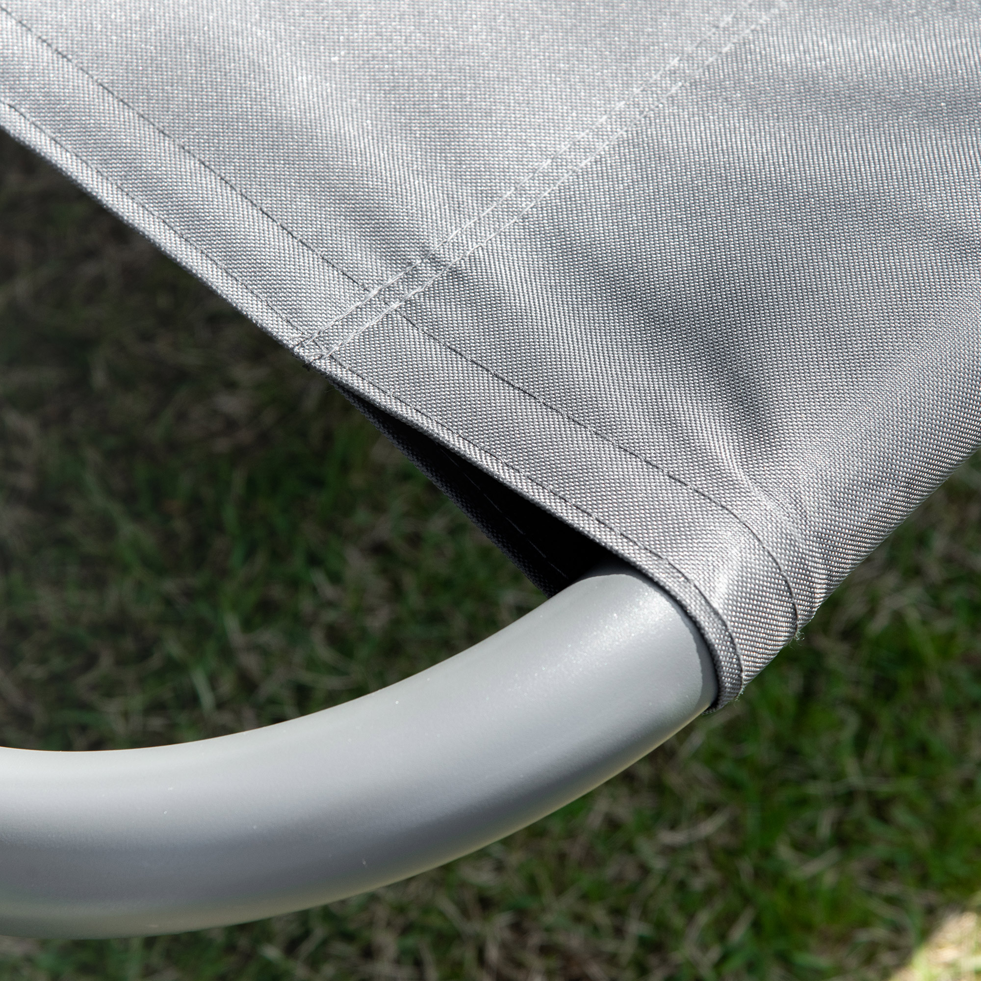  sezlong Dublu de Gradina cu 2 Locuri si Parasolar Reglabil, 200x175x134 cm, Gri [7]