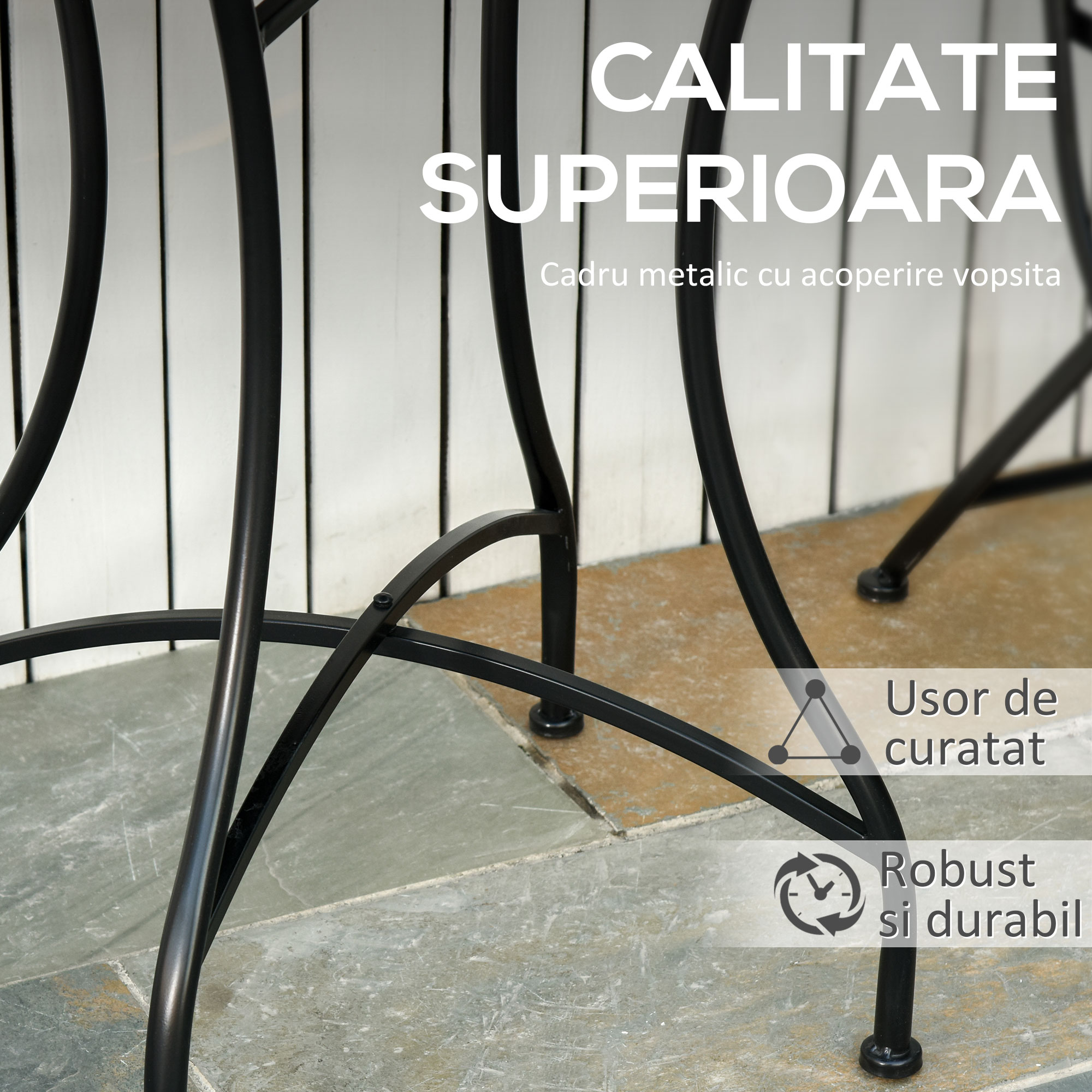  Masuta de Gradina si Exterior din Metal si Ceramica Neagra [3]